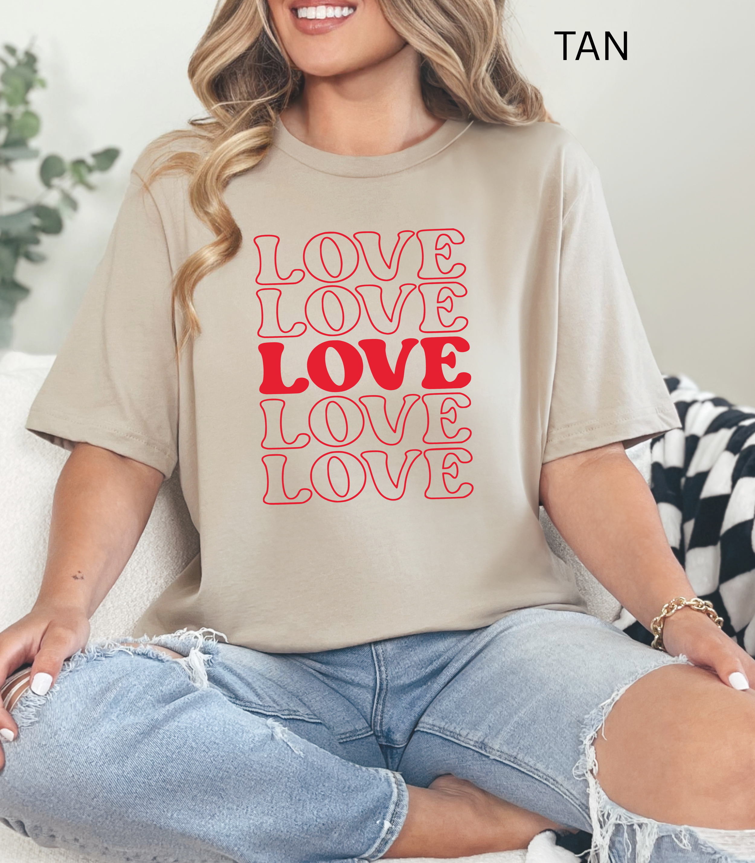 Love Love Love Shirt – Retro Valentine Typography Graphic Tee