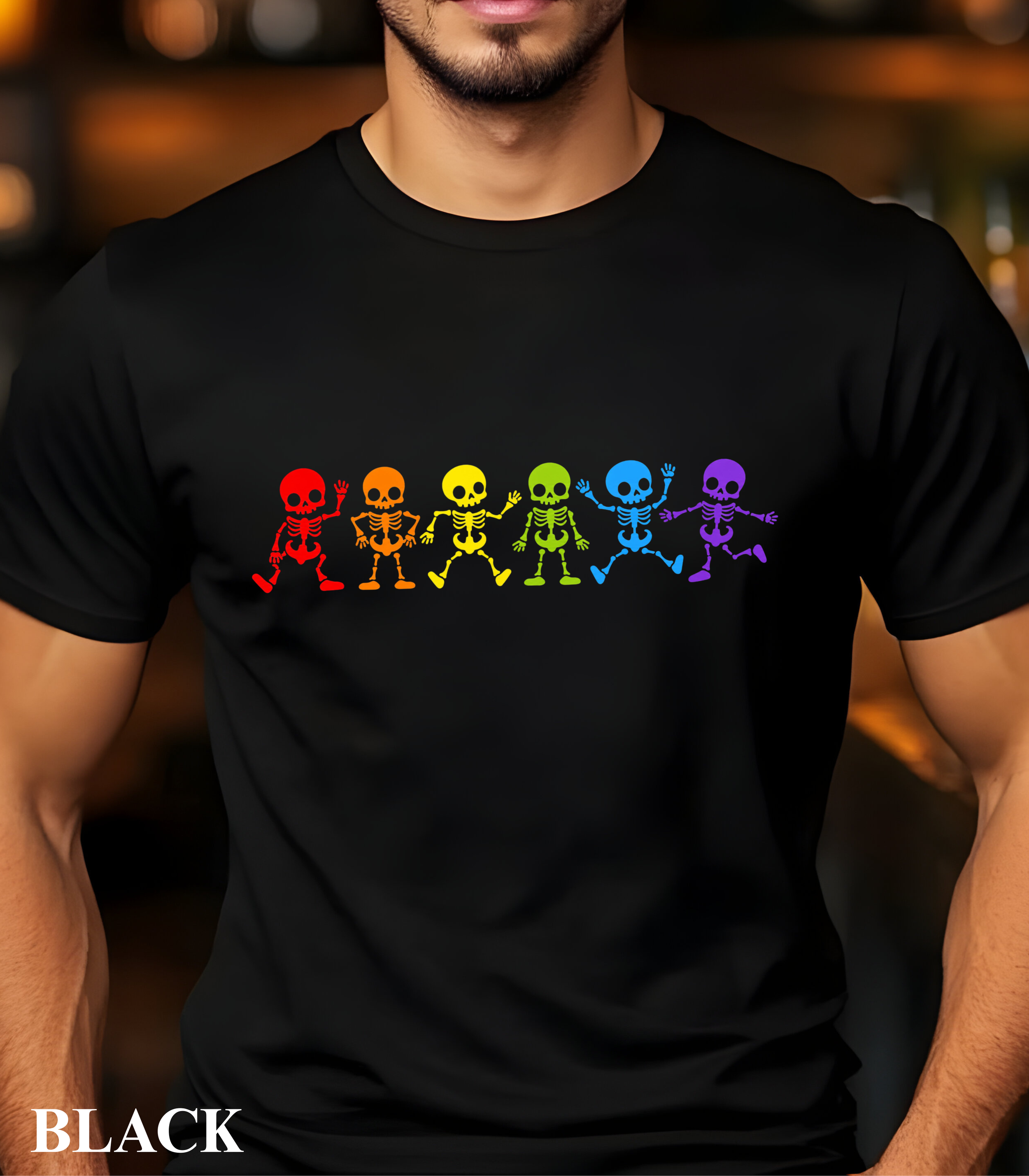 Rainbow Skeleton Pride T-Shirt, LGBTQ Pride Shirt, Funny Dancing Skeleton Tee, Love Is Love Graphic Shirt, Colorful Pride Apparel
