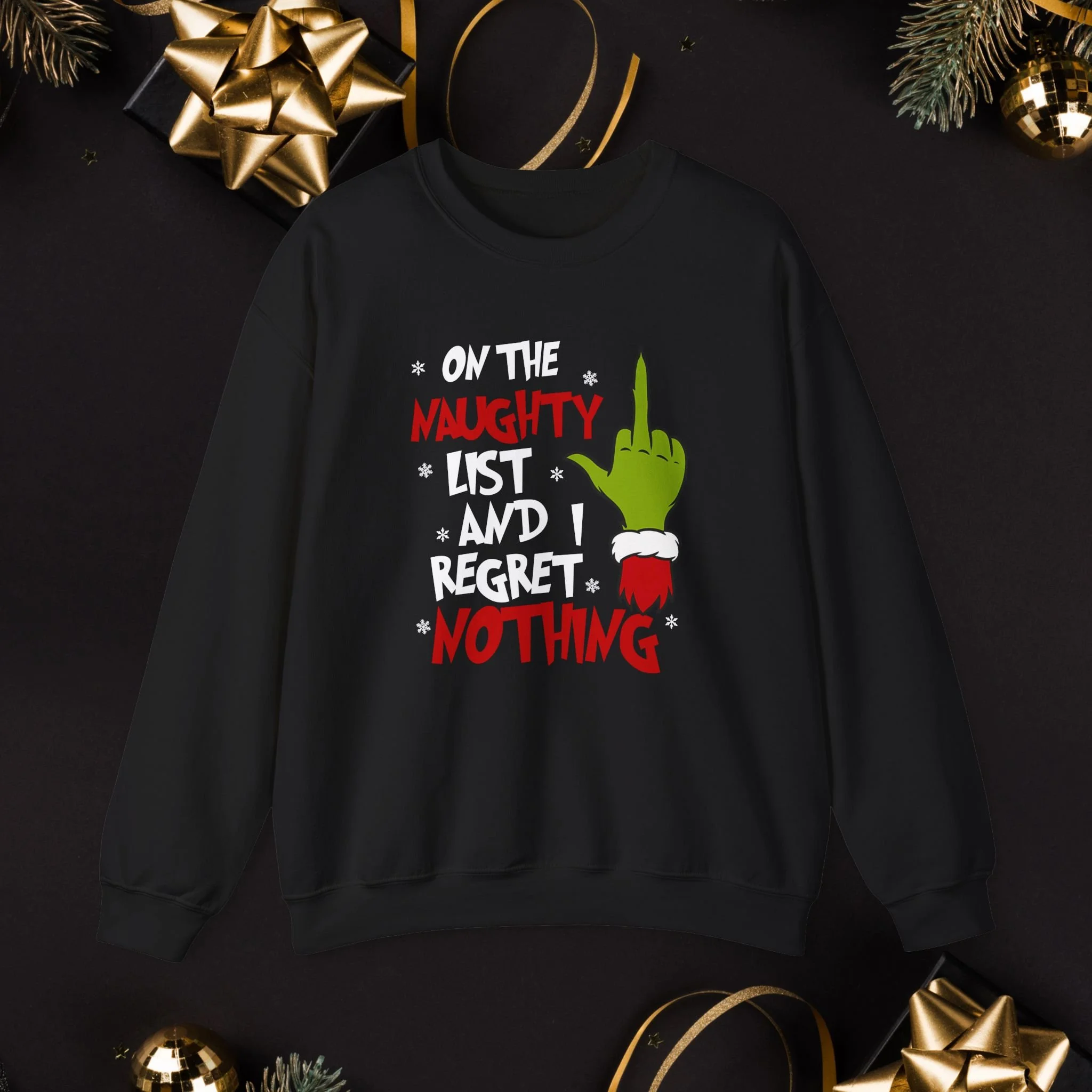 Funny Naughty List Christmas Sweatshirt | Sarcastic Holiday Humor Graphic Sweatshirt