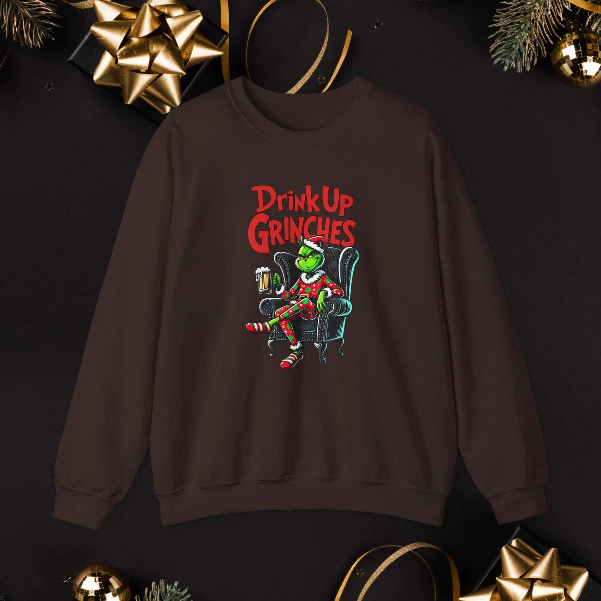 Drink Up Grinches Beer Sweatshirt, Grinchmas, Grinch Christmas Sweatshirt, Merry Grinchmas Sweatshirt