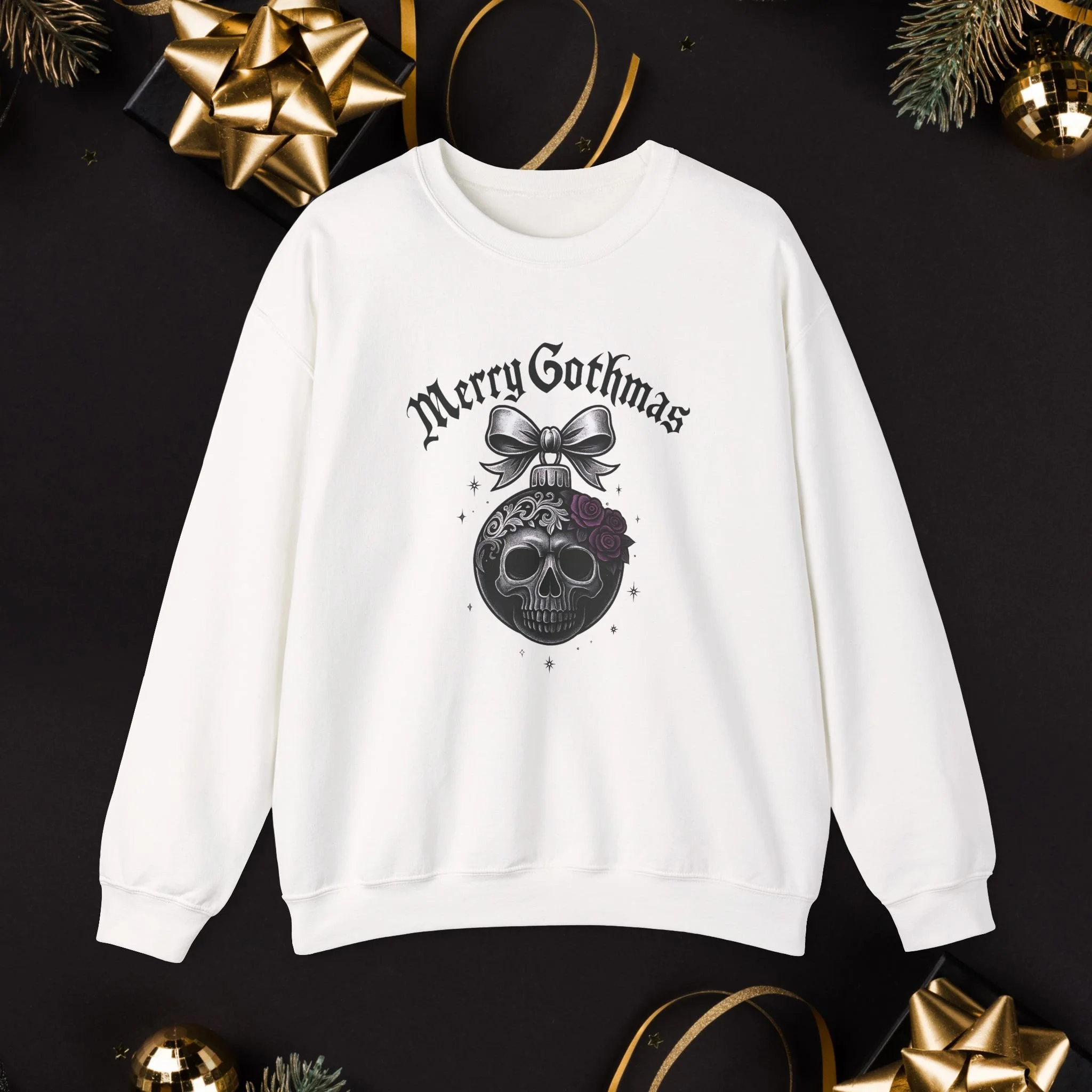 Merry Gothmas Skull Ornament Graphic Sweatshirt