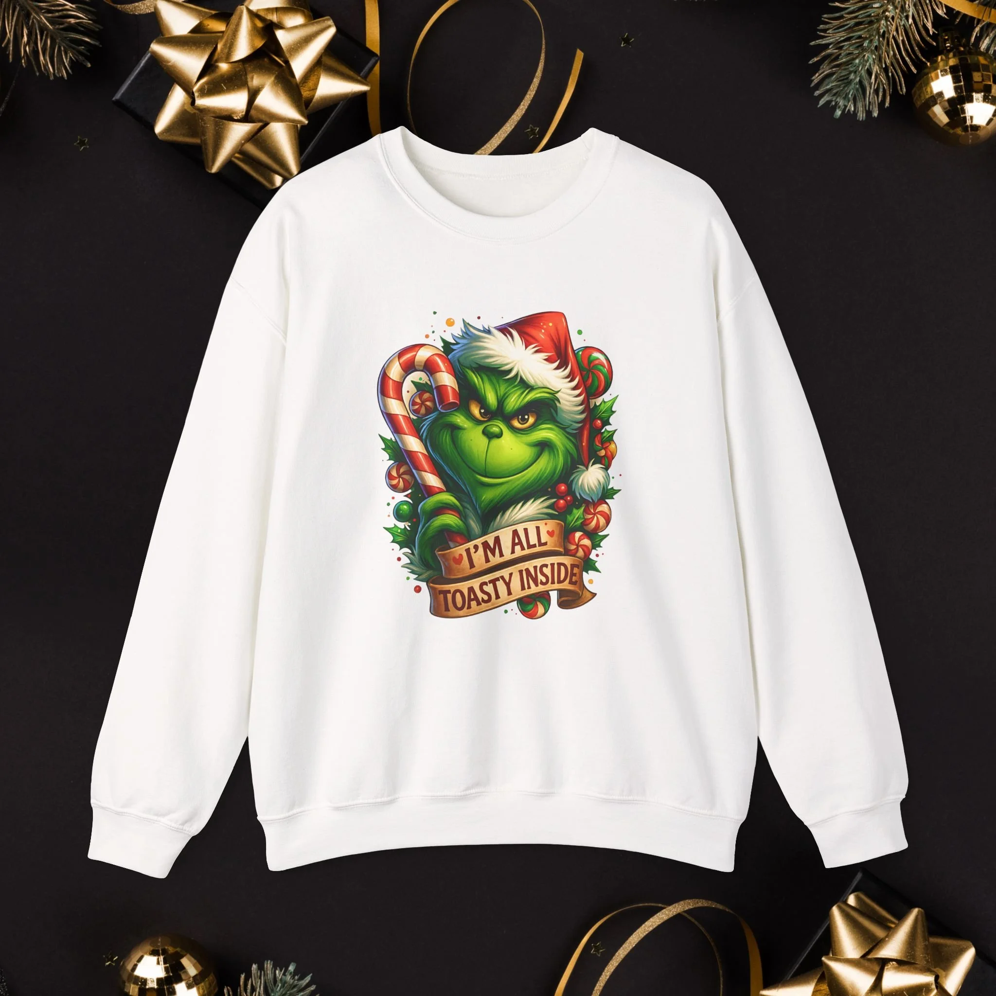 I’m All Toasty Inside” Holiday Humor GrIinch Sweatshirt | Funny Grinch Christmas Sweatshirt