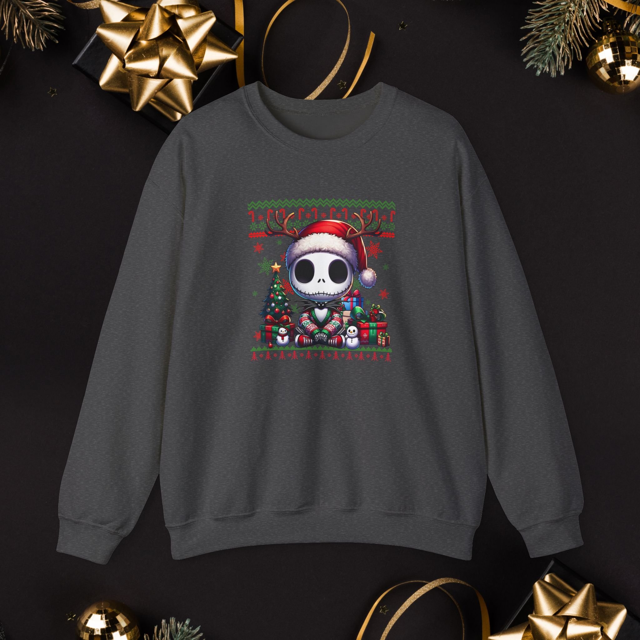 Cute Skellington Christmas Sweatshirt | Holiday Cozy Gothic Festive Sweatshirt