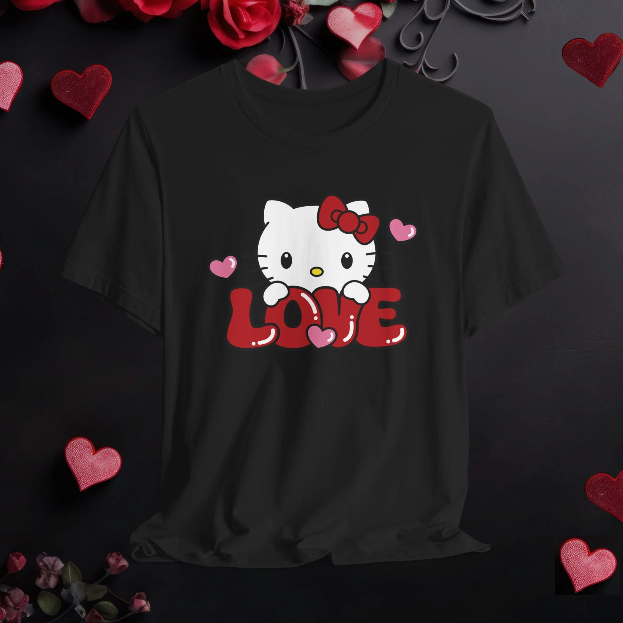 Cute Kitty Love Shirt – Valentine Heart Graphic Tee
