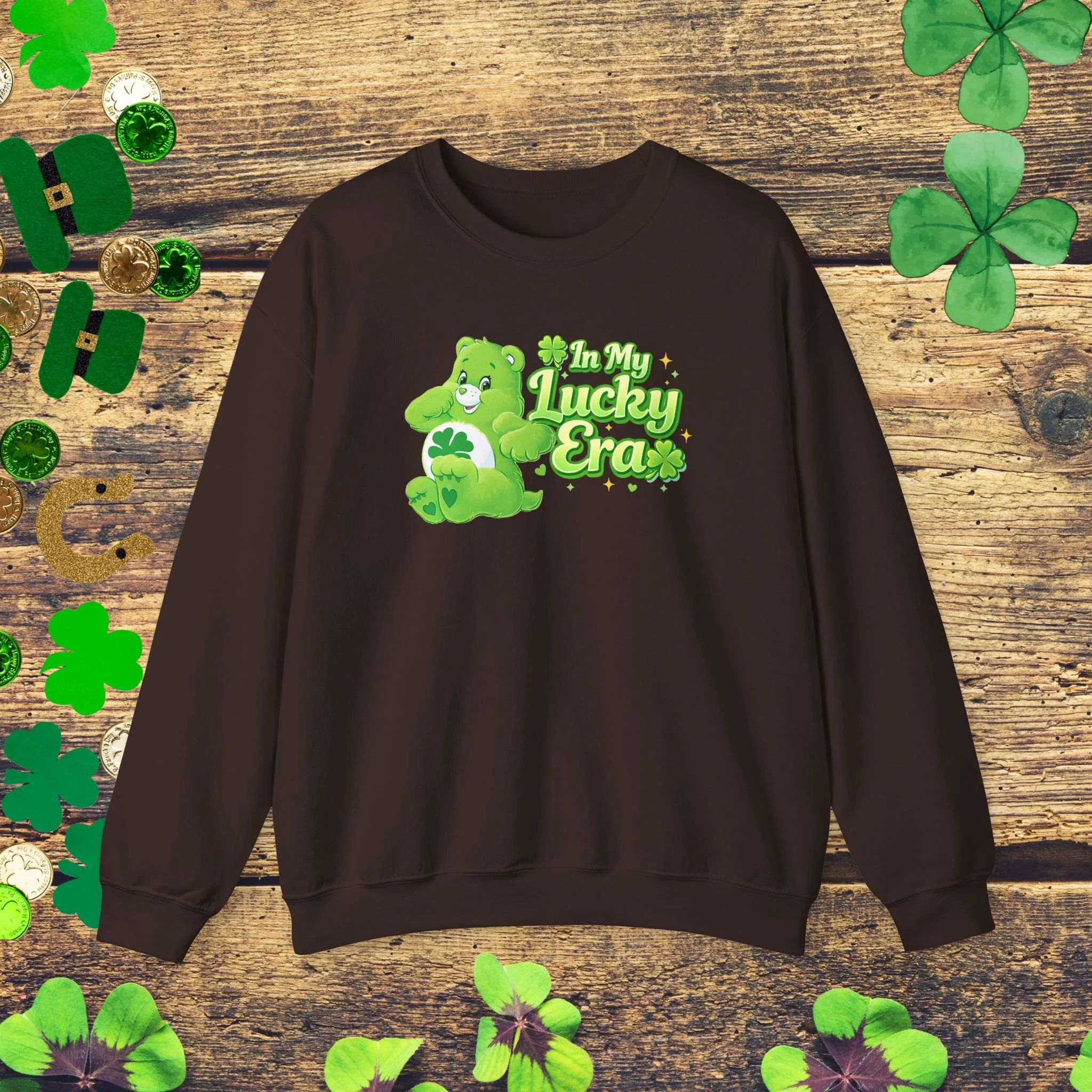 In My Lucky Era Sweatshirt | Cute St Patrick’s Day Sweatshirt | Shamrock Bear Sweatshirt | Trendy Irish Lucky Sweatshirt