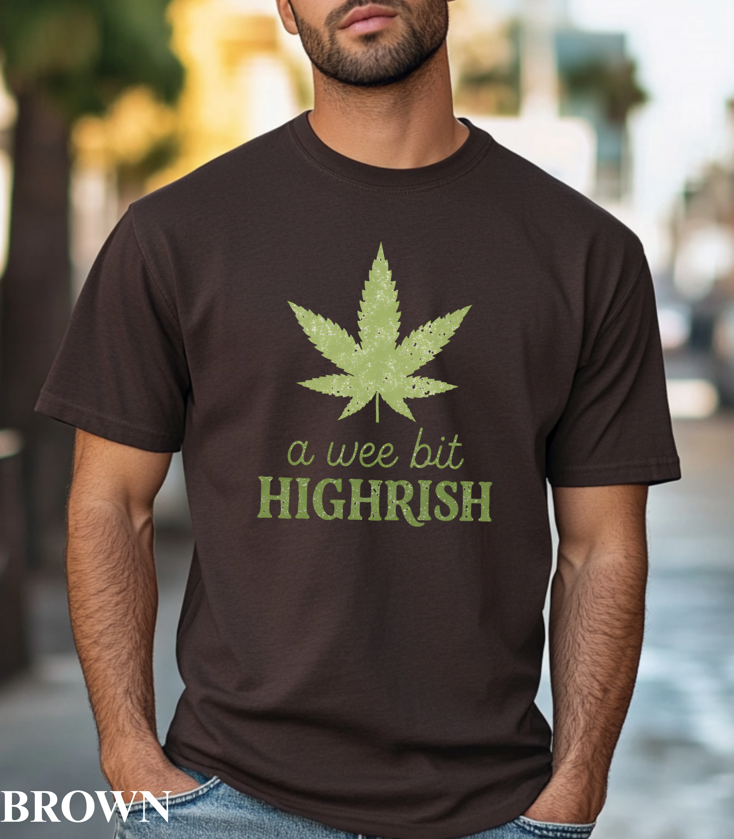 A Wee Bit Highrish St Patrick’s Day Shirt | Funny Irish Cannabis Tee | Shamrock Weed Shirt | March 17 Graphic T-Shirt