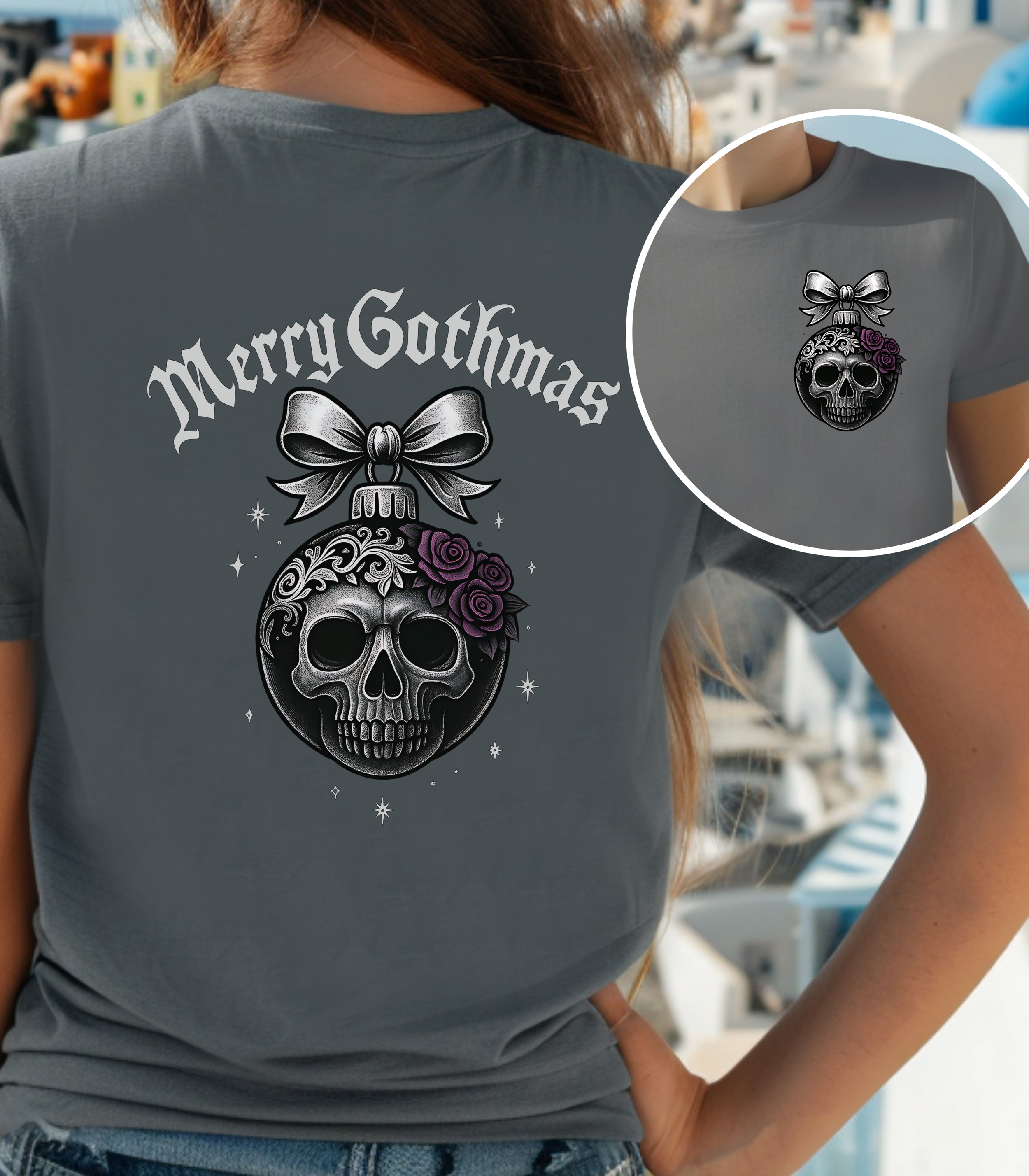 Merry Gothmas Skull Ornament Graphic Tee