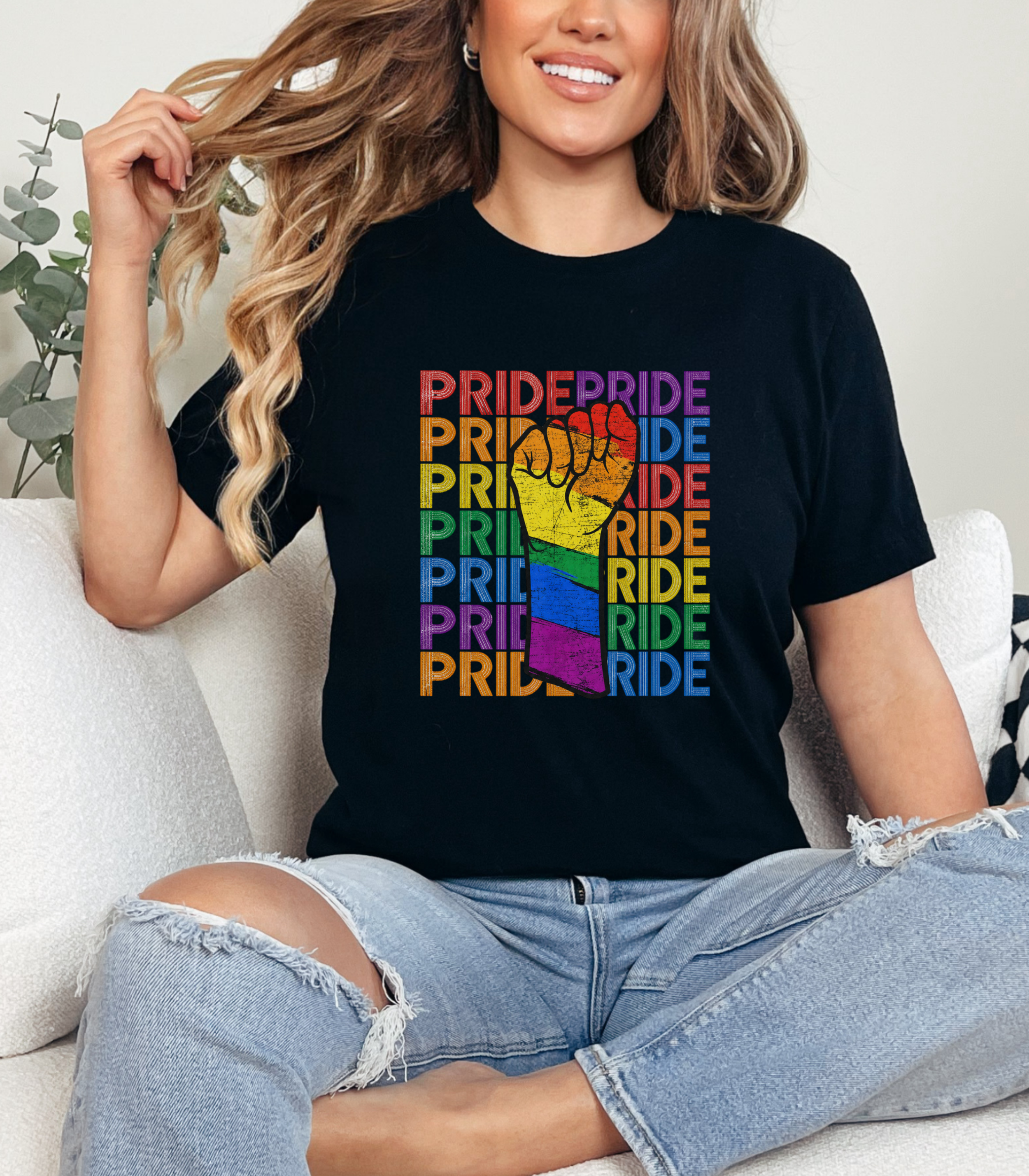 Rainbow Pride Fist T-Shirt, LGBTQ Pride Shirt, Equality Power Fist Tee, Retro Pride Graphic Shirt, Activist Pride Apparel, Unisex Festival Tee