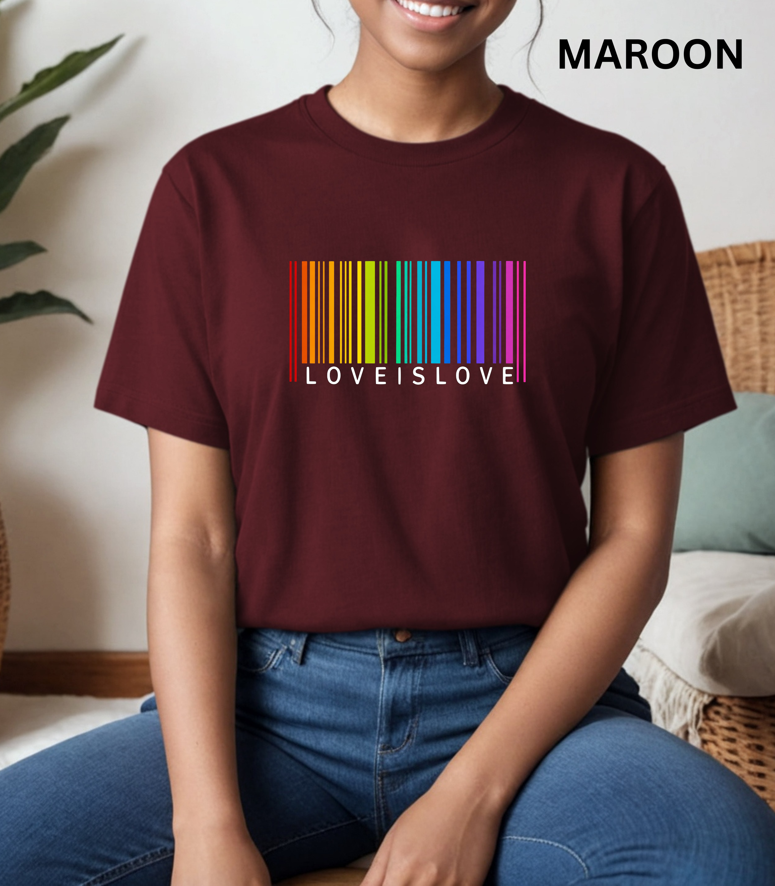 Love Is Love Rainbow Barcode T-Shirt, LGBTQ Pride Shirt, Minimalist Pride Tee, Colorful Pride Apparel, Love Is Love Shirt, Unisex Pride Tee