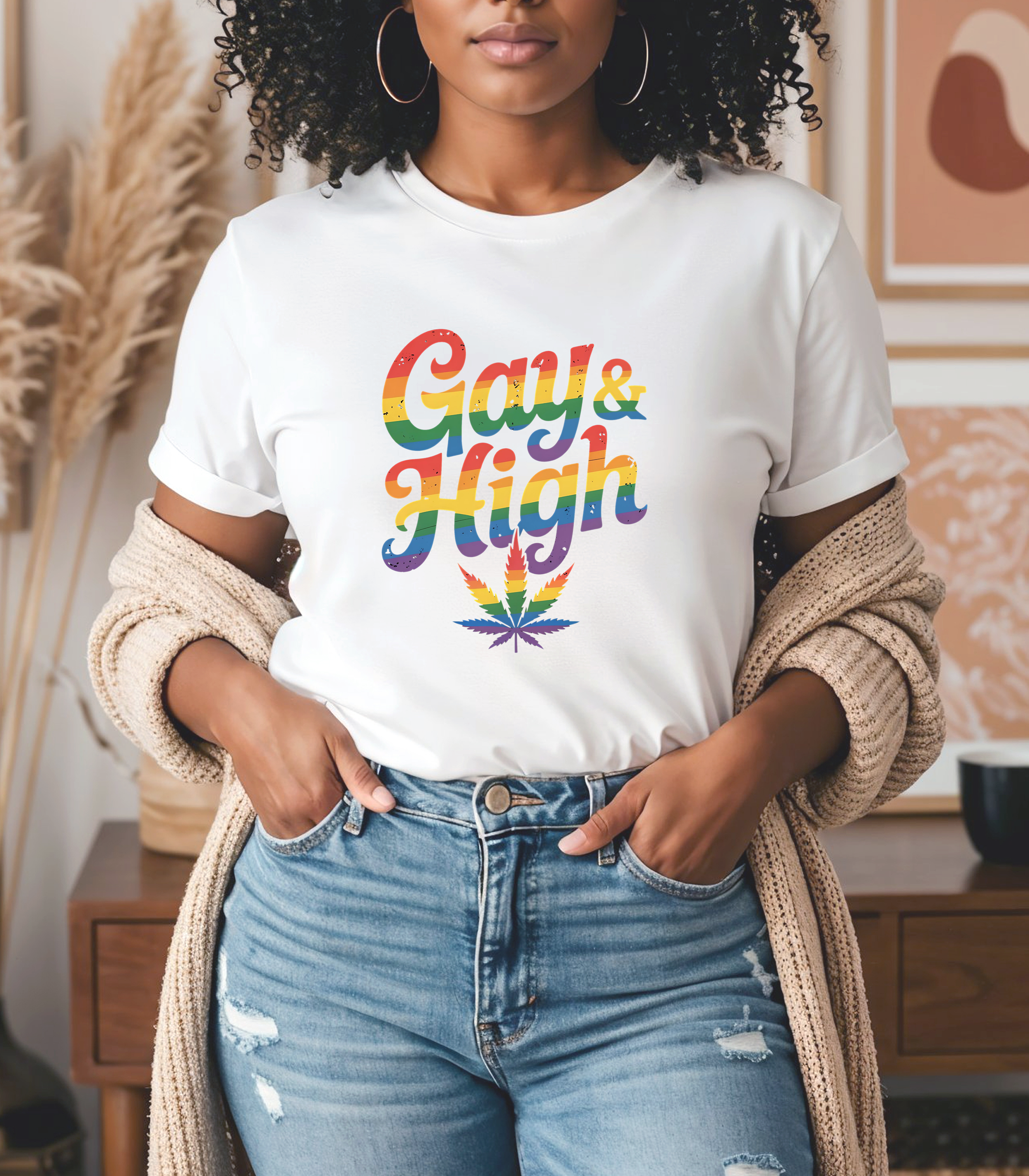 Gay and High Pride Shirt, Equal Rights Shirt, Pride Month Shirt, LGBTQ+ Shirt, LGBTQ+ Gifts, Rainbow Gay and High T-Shirt, Gay Pride Shirt