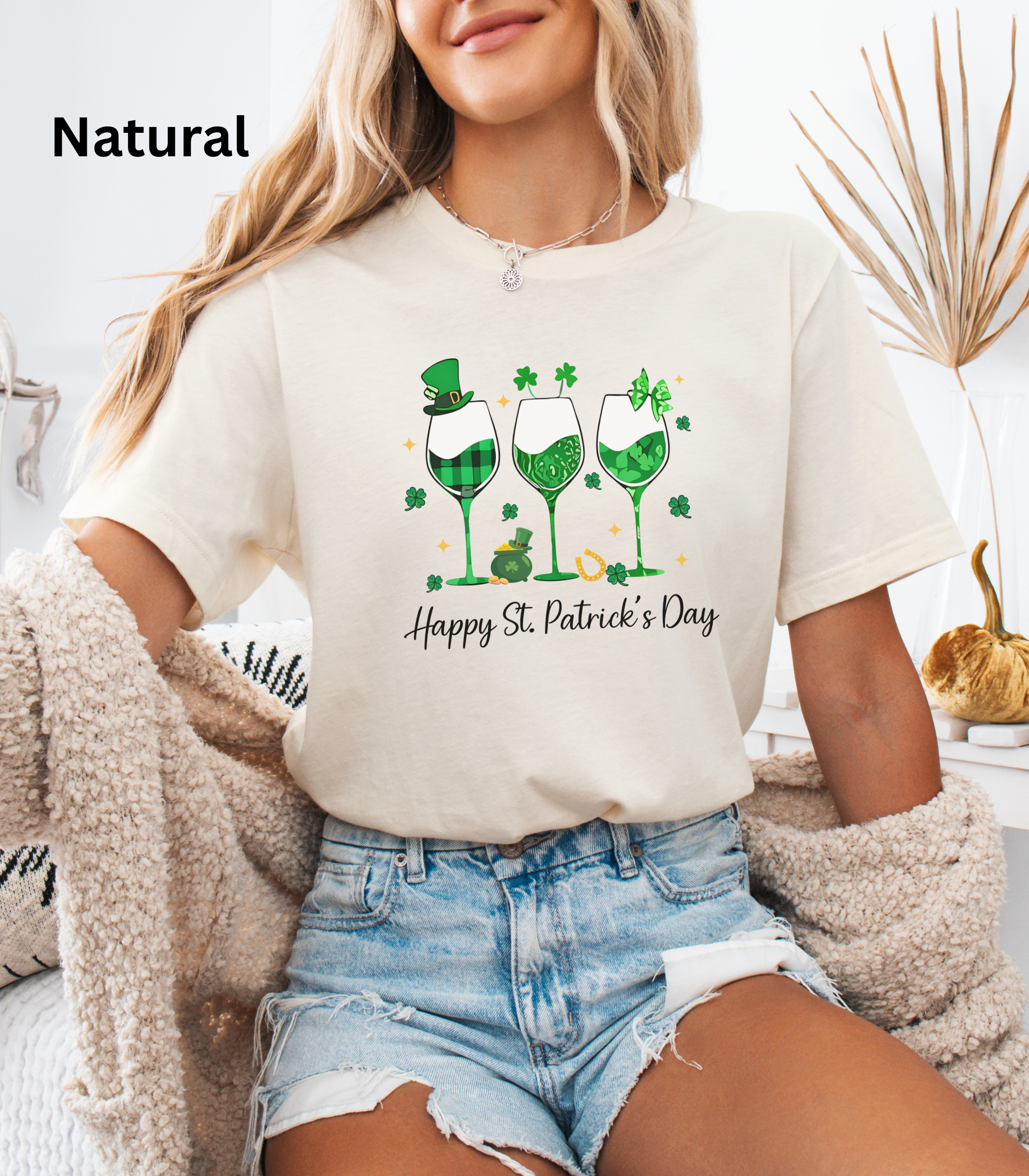 Happy St Patrick’s Day Wine Shirt | St Paddy’s Day Wine Glass Tee | Funny Irish Wine Lover Shirt | Shamrock Wine T-Shirt