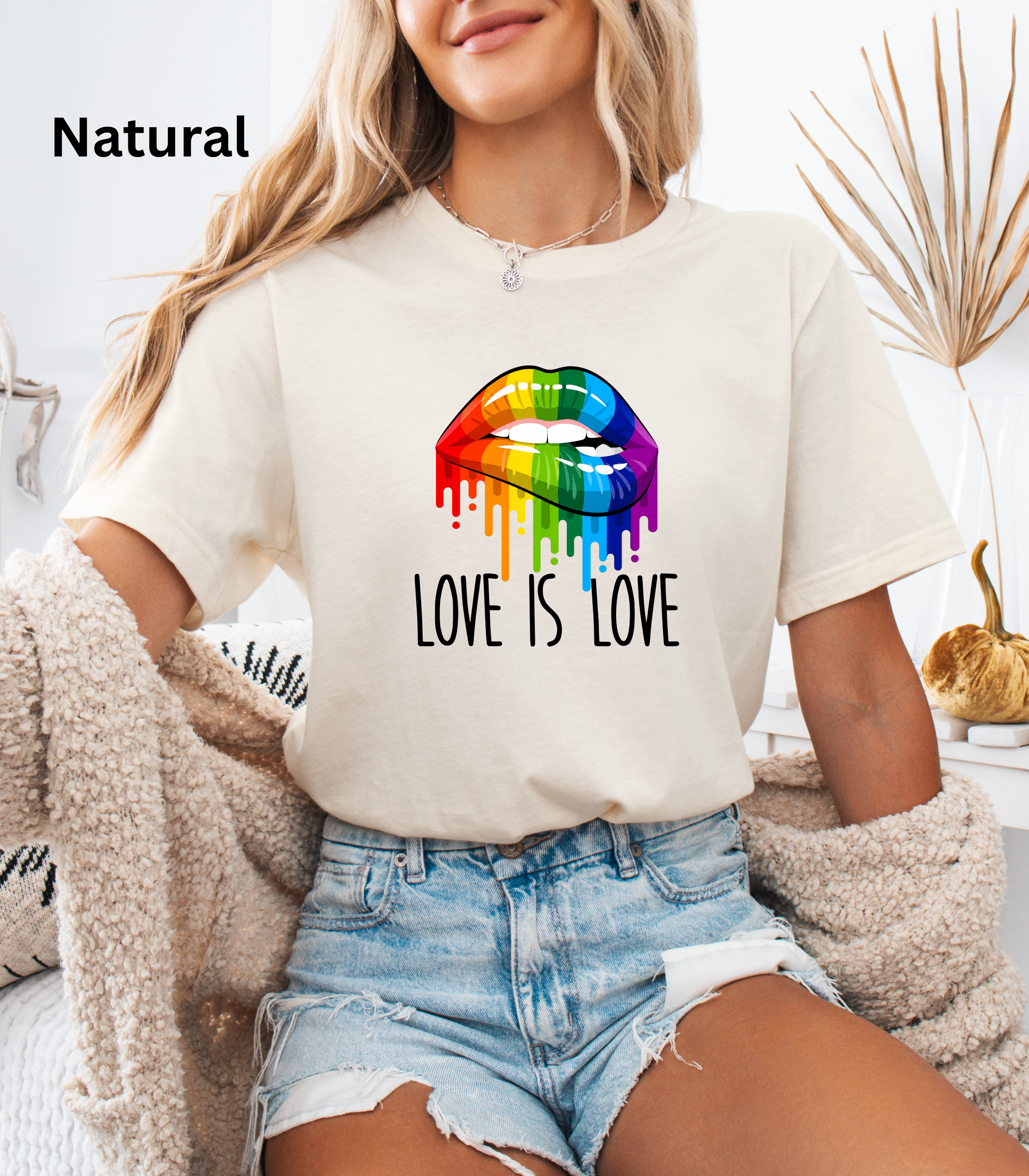 Love Is Love Rainbow Lips T-Shirt, LGBTQ Pride Shirt, Dripping Rainbow Lip Graphic Tee, Pride Tee, Colorful Pride Apparel,, Love Is Love Shirt