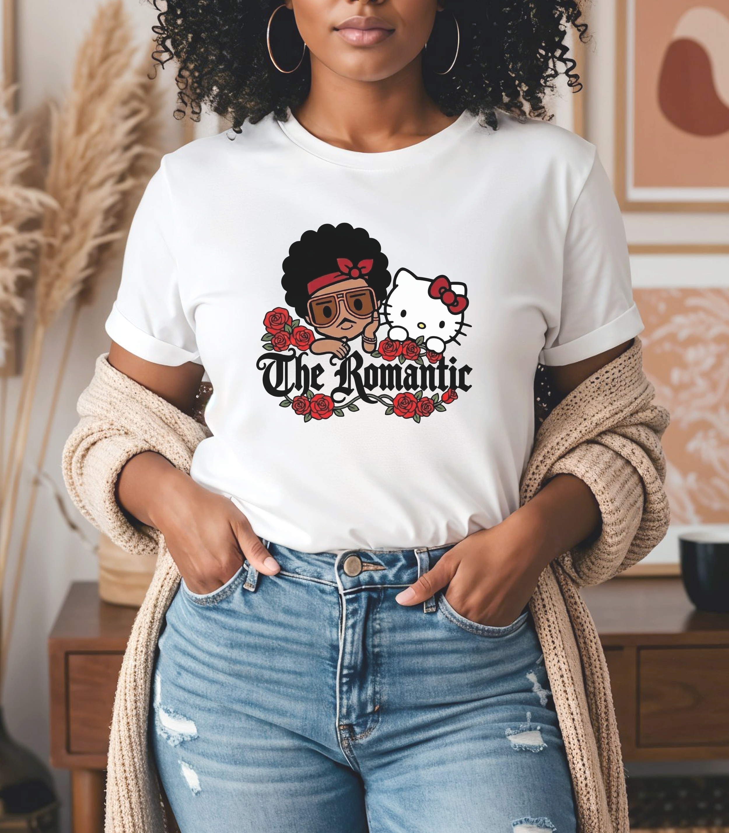 The Romantic Graphic Tee, Vintage Style T-Shirt, Cute Cartoon Love Shirt, Aesthetic Streetwear Tee, Bruno Concert Outfit, Trendy Concert Tee