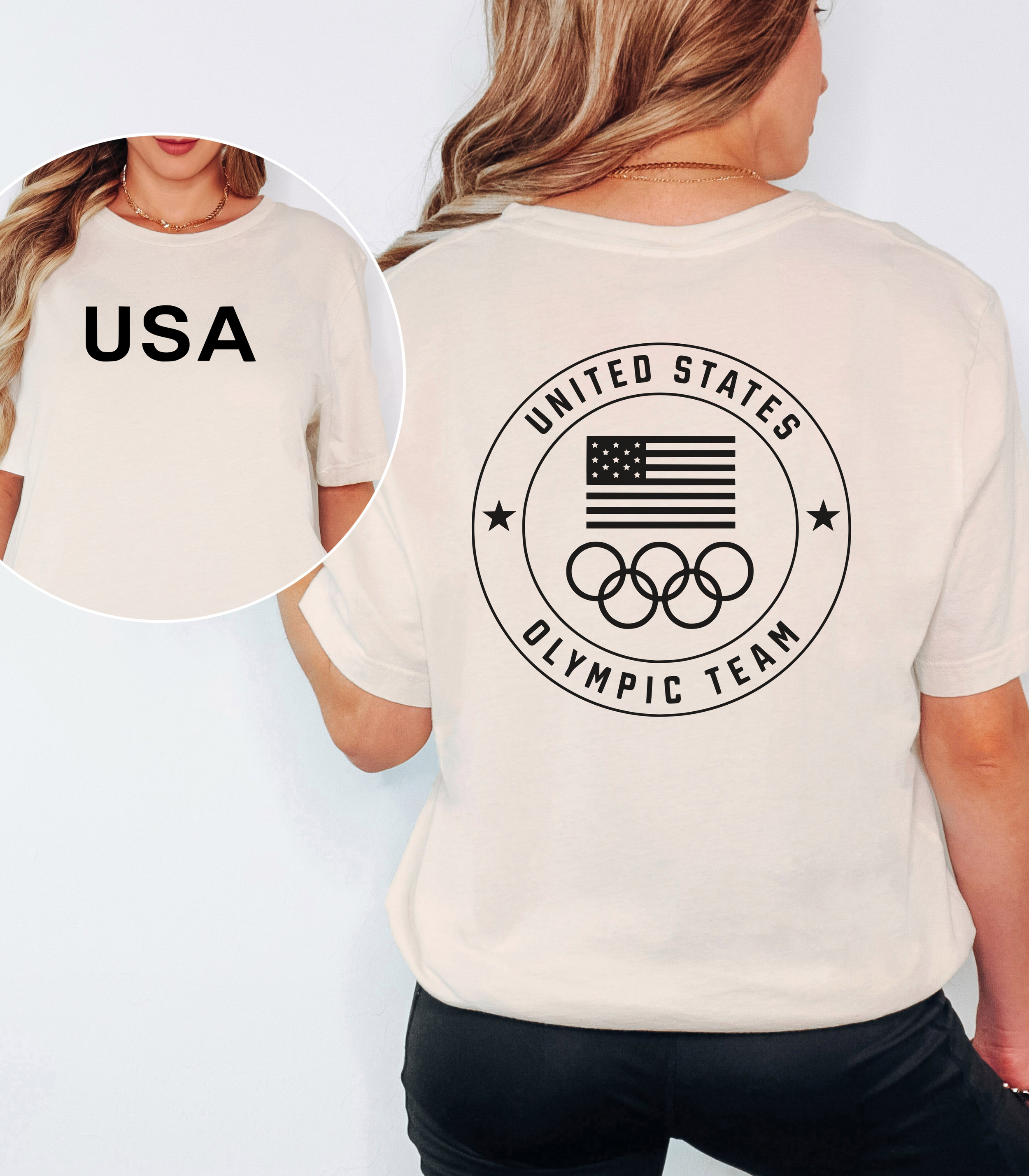 USA Olympic Team T-Shirt – Minimal Front USA Tee with United States Olympic Back Seal
