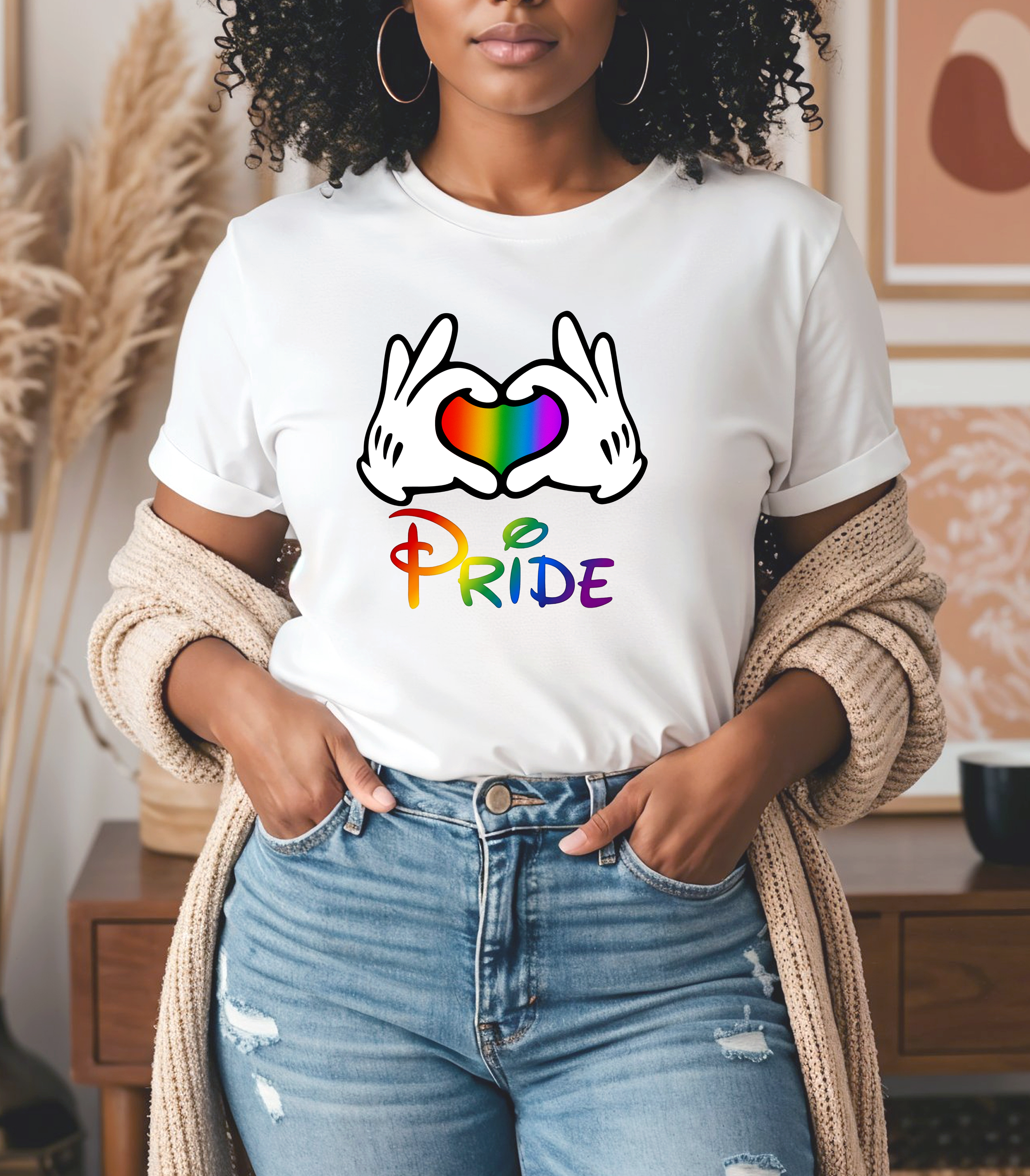 Rainbow Heart Hands Pride T-Shirt, LGBTQ Pride Shirt, Love Hands Graphic Tee, Pride Apparel, Love Is Love Shirt, Mouse Hands Pride Tee