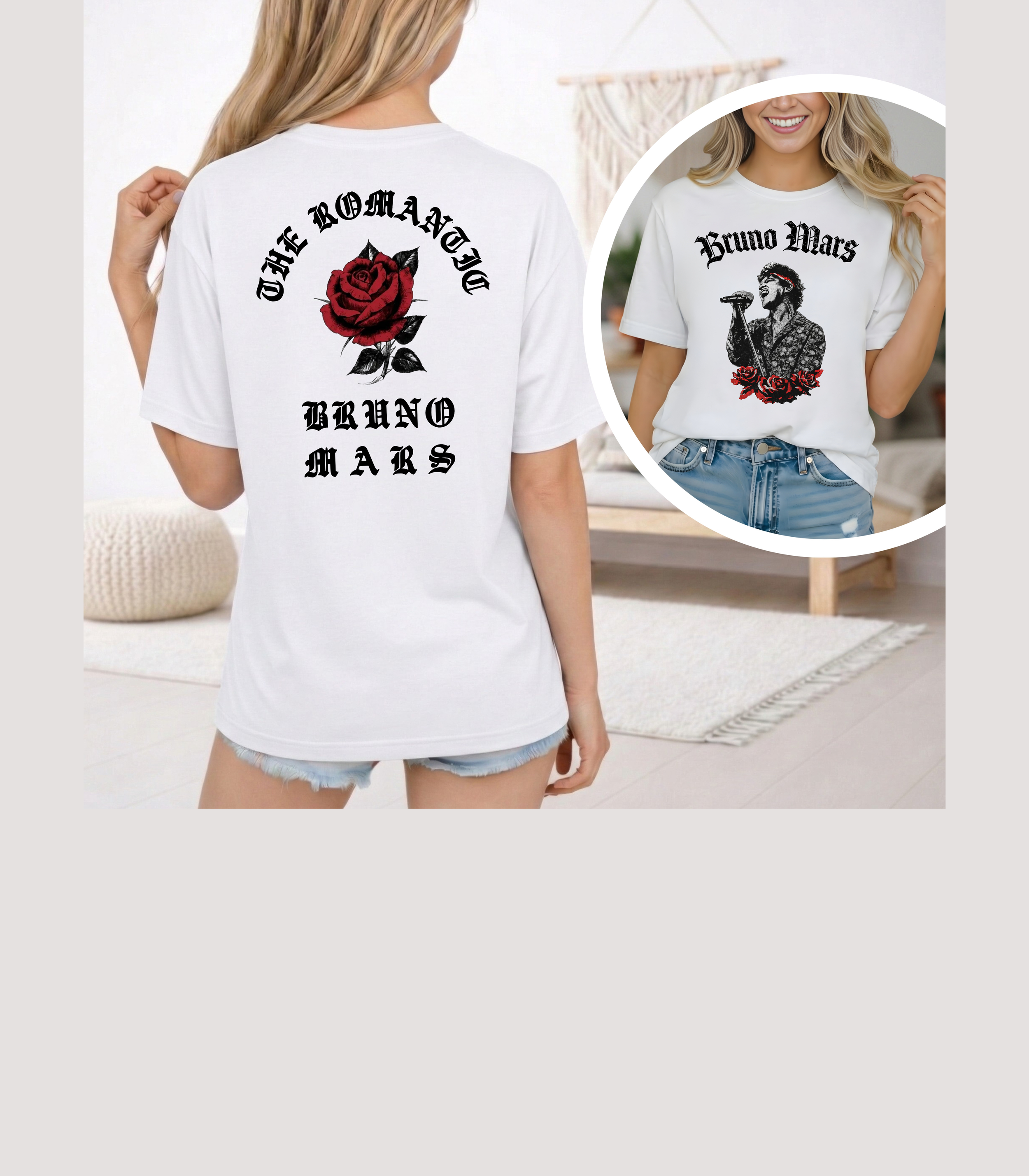 Bruno Graphic T-Shirt, Vintage Concert Style Tee, Retro Singer Shirt with Red Rose Design, Bruno Fan Gift, The Romantic Concert Shirt