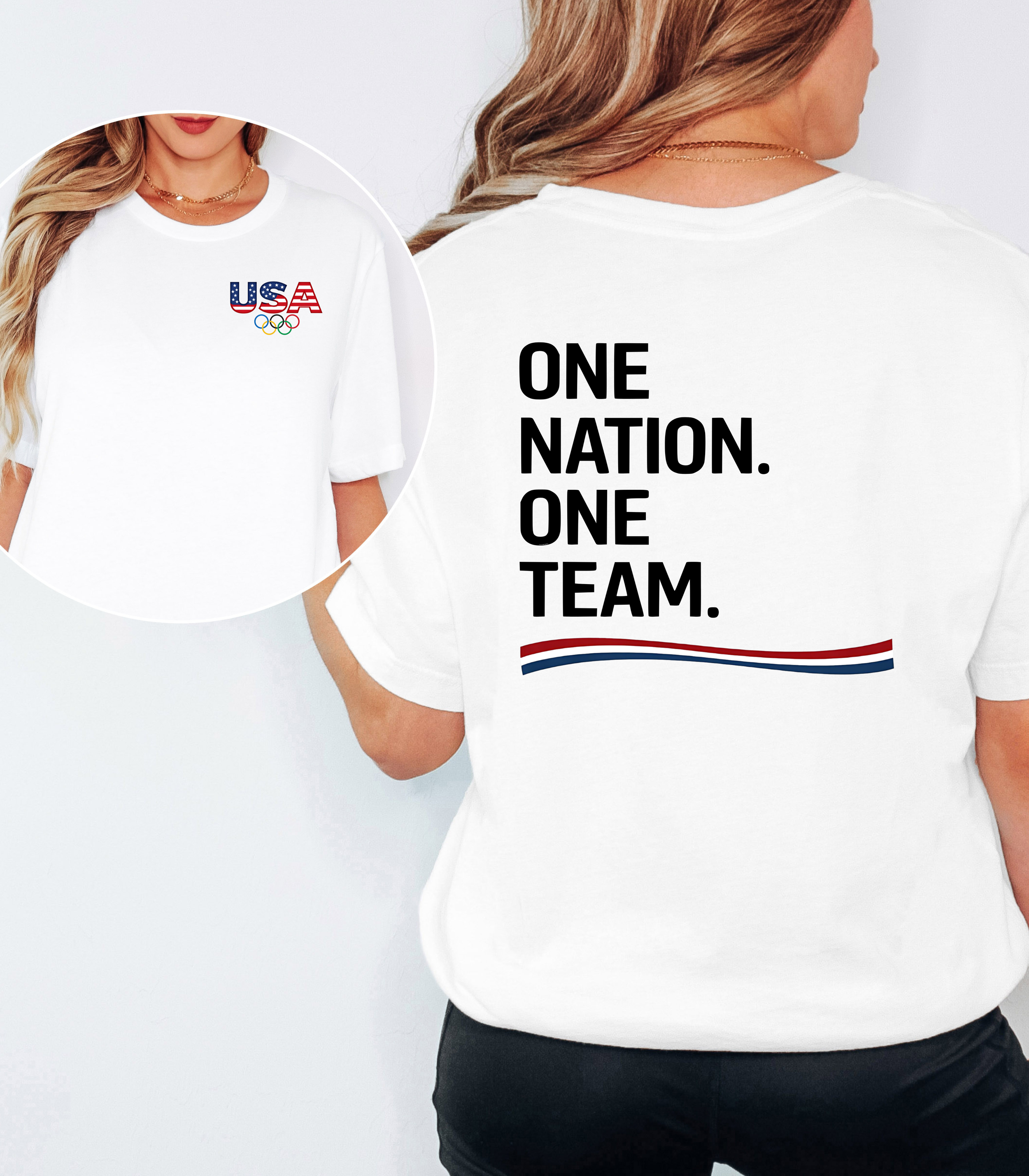 Team USA One Nation One Team Shirt – Patriotic Olympic USA Graphic Tee