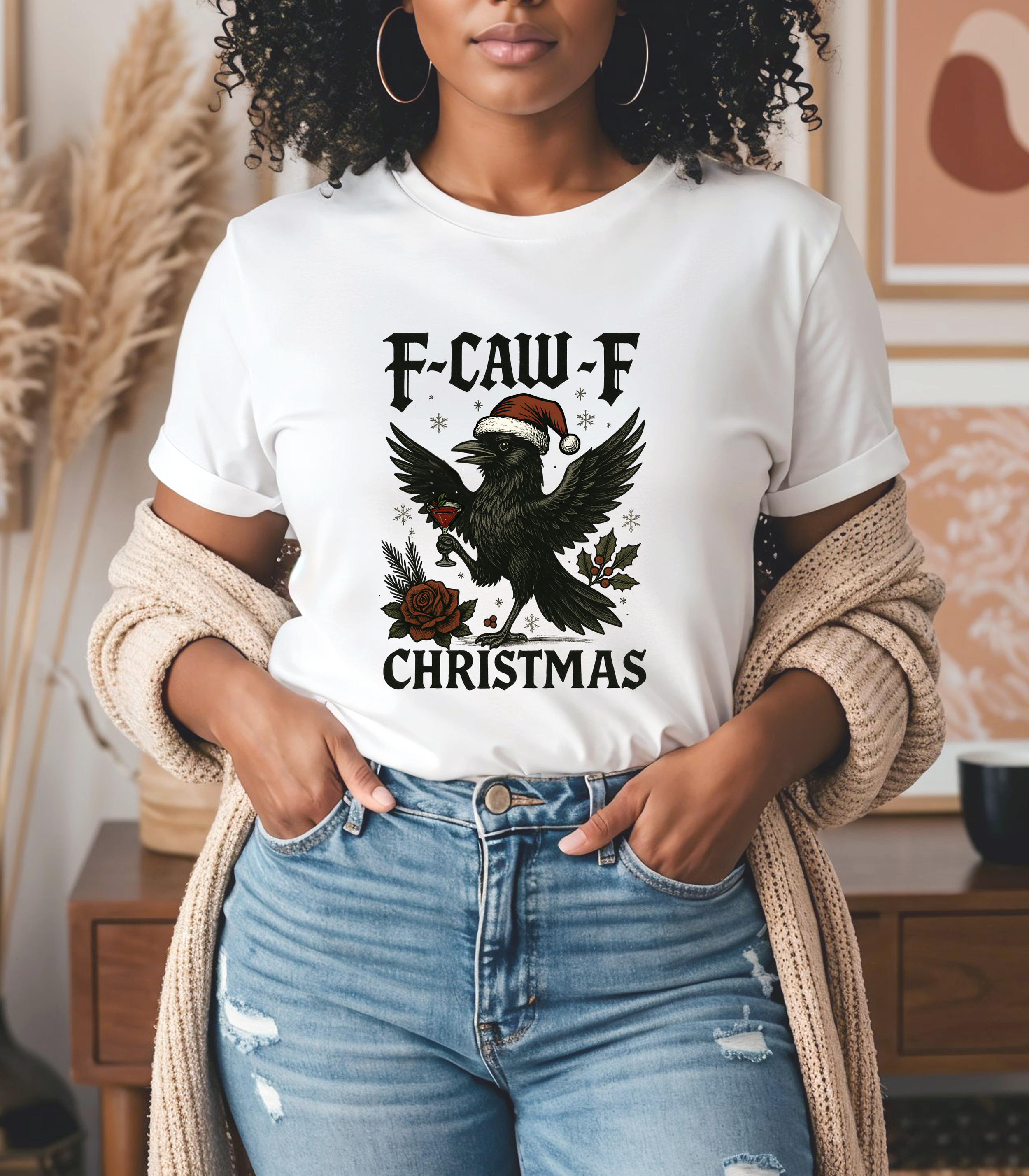 Goth F-Caw-F Crow Christmas Shirt – Dark Holiday Raven Tee