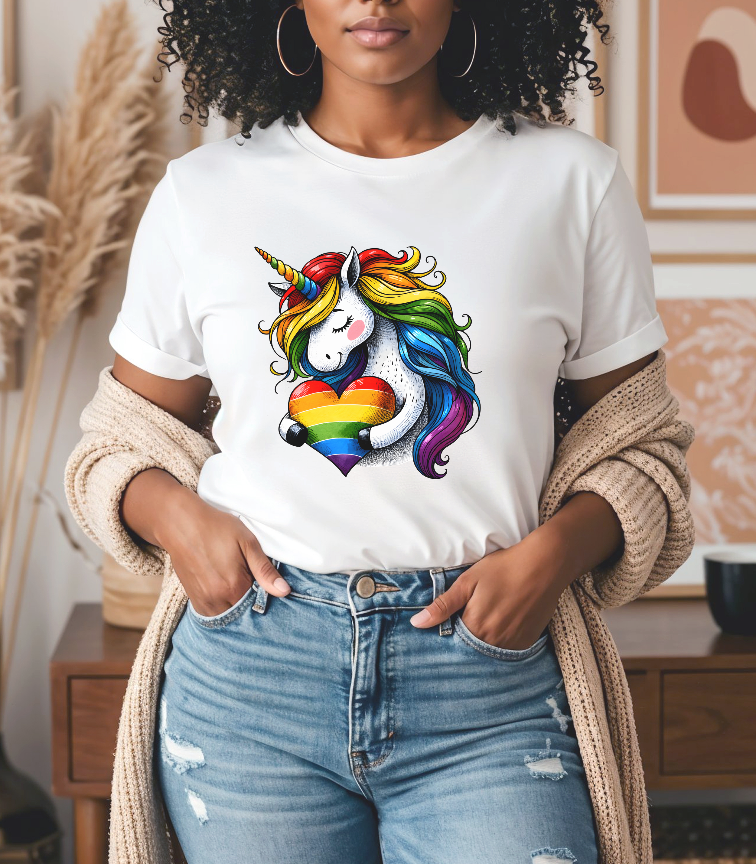 Rainbow Unicorn Pride T-Shirt, LGBTQ Pride Shirt, Cute Unicorn Graphic Tee, Love Is Love Shirt, Colorful Aesthetic Tee, Unisex Pride Apparel