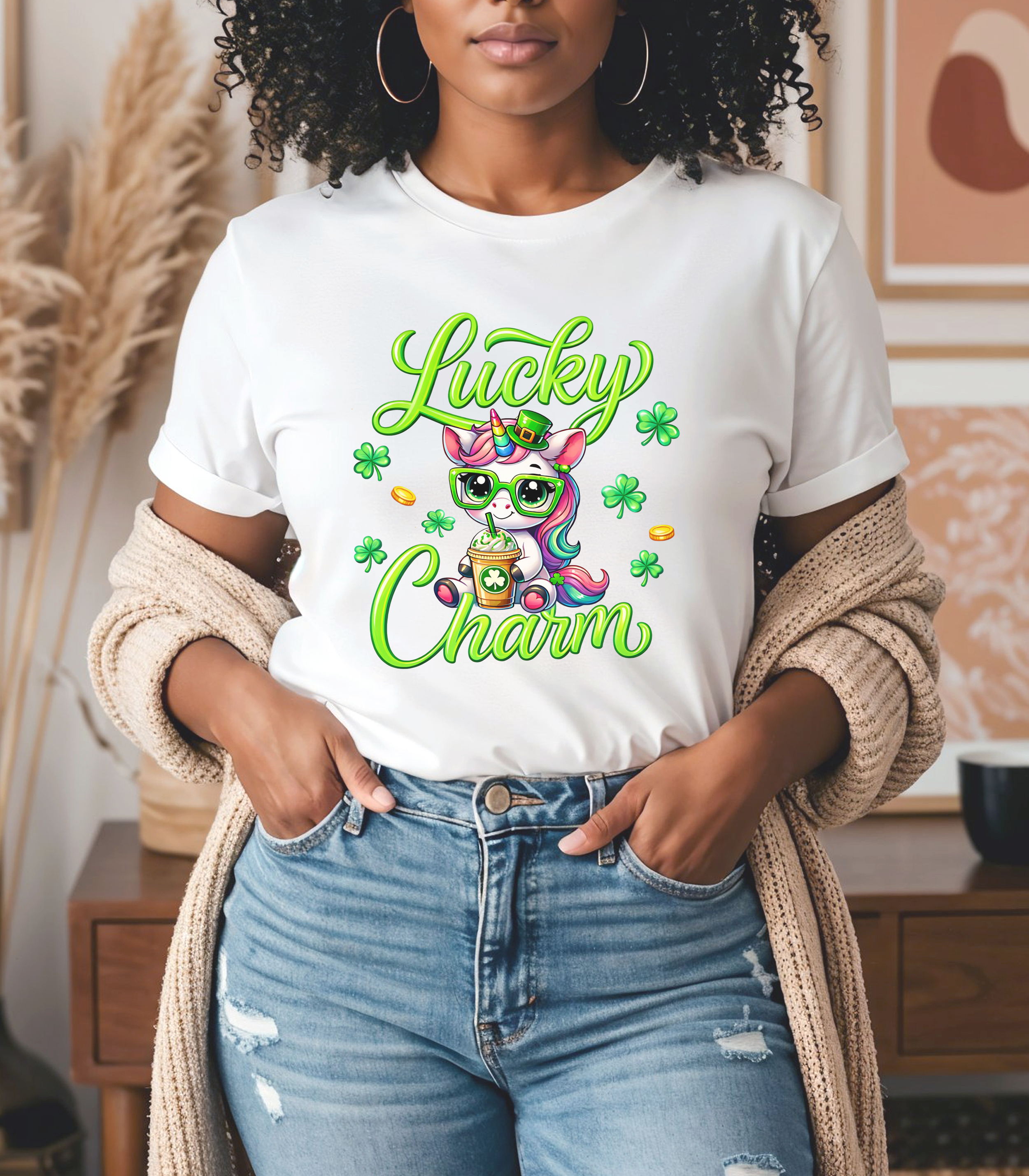 Lucky Charm Unicorn Shirt | Cute St. Patrick’s Day Graphic Tee | Shamrock Rainbow Irish Party T-Shirt