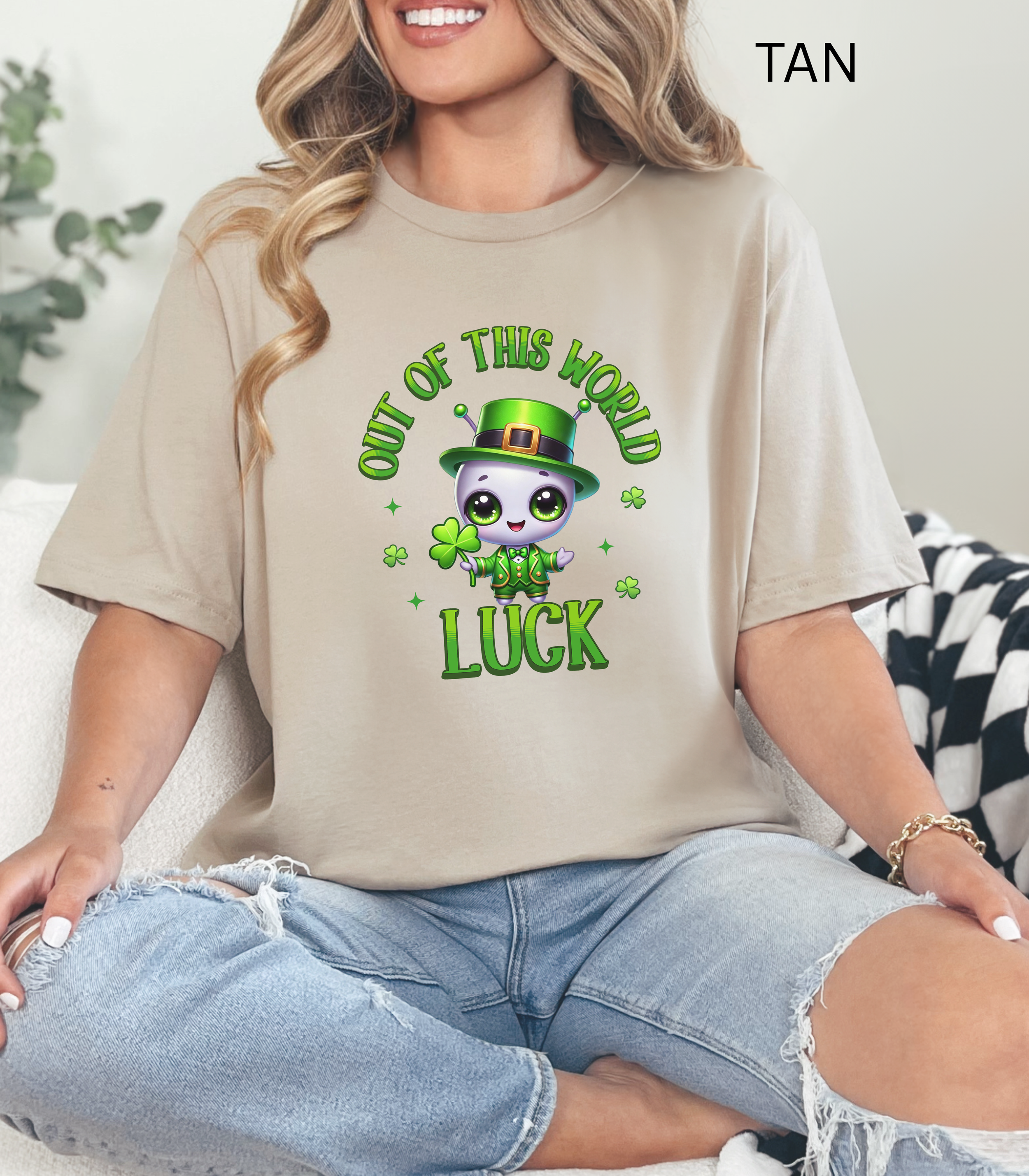 Out of This World Luck T-Shirt | Cute St Patrick’s Day Shirt | Lucky Alien Shamrock Tee | Unisex Irish Graphic Shirt