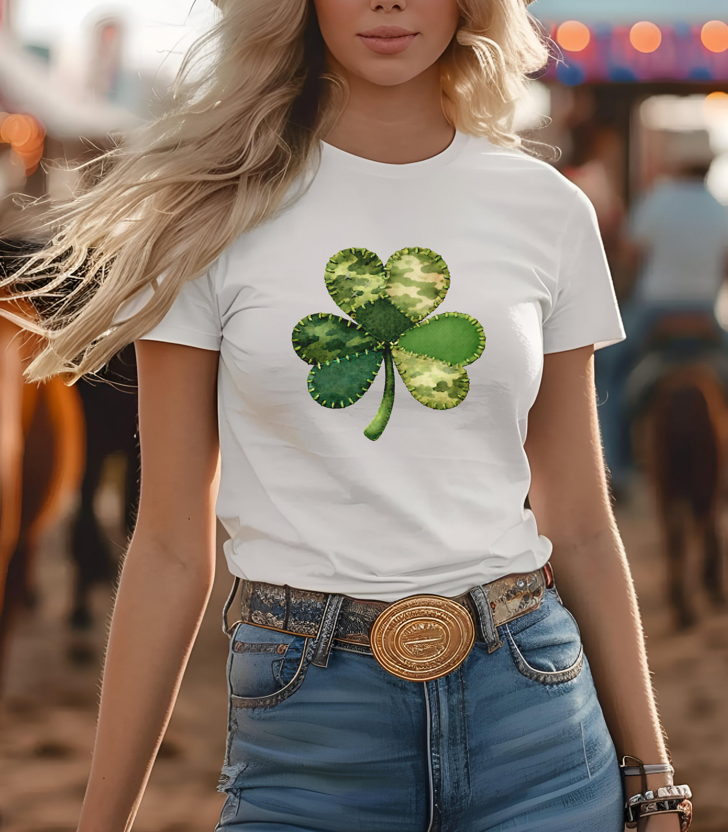 Camo Patchwork Shamrock St. Patrick’s Day Shirt | Military Style Lucky Clover Tee | Minimalist Irish Graphic T-Shirt