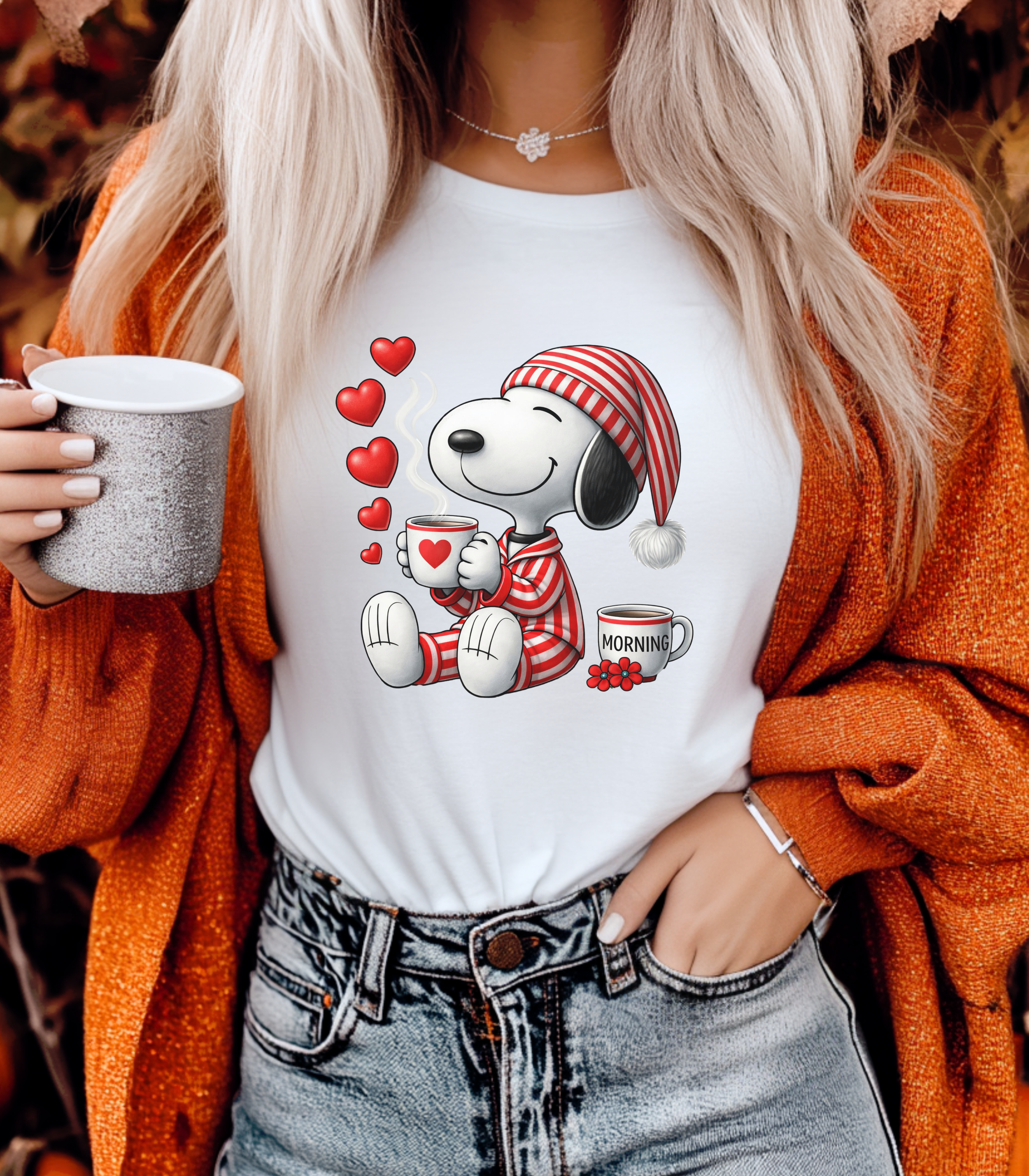 Cute Pajama Snoopy Coffee T-Shirt, Cozy Morning Snoopy Tee, Theme Park Shirt, Coffee Lover Shirt, Unisex Cozy Shirt
