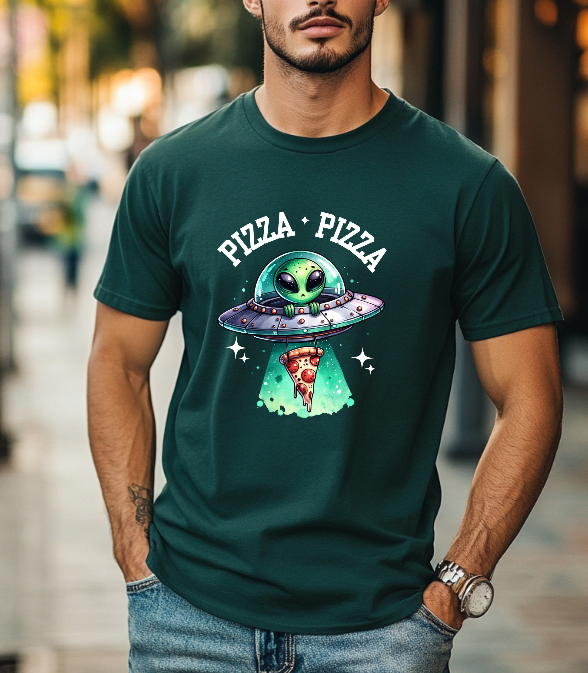Pizza Pizza Alien Shirt – Funny UFO Pizza Lover Graphic Tee
