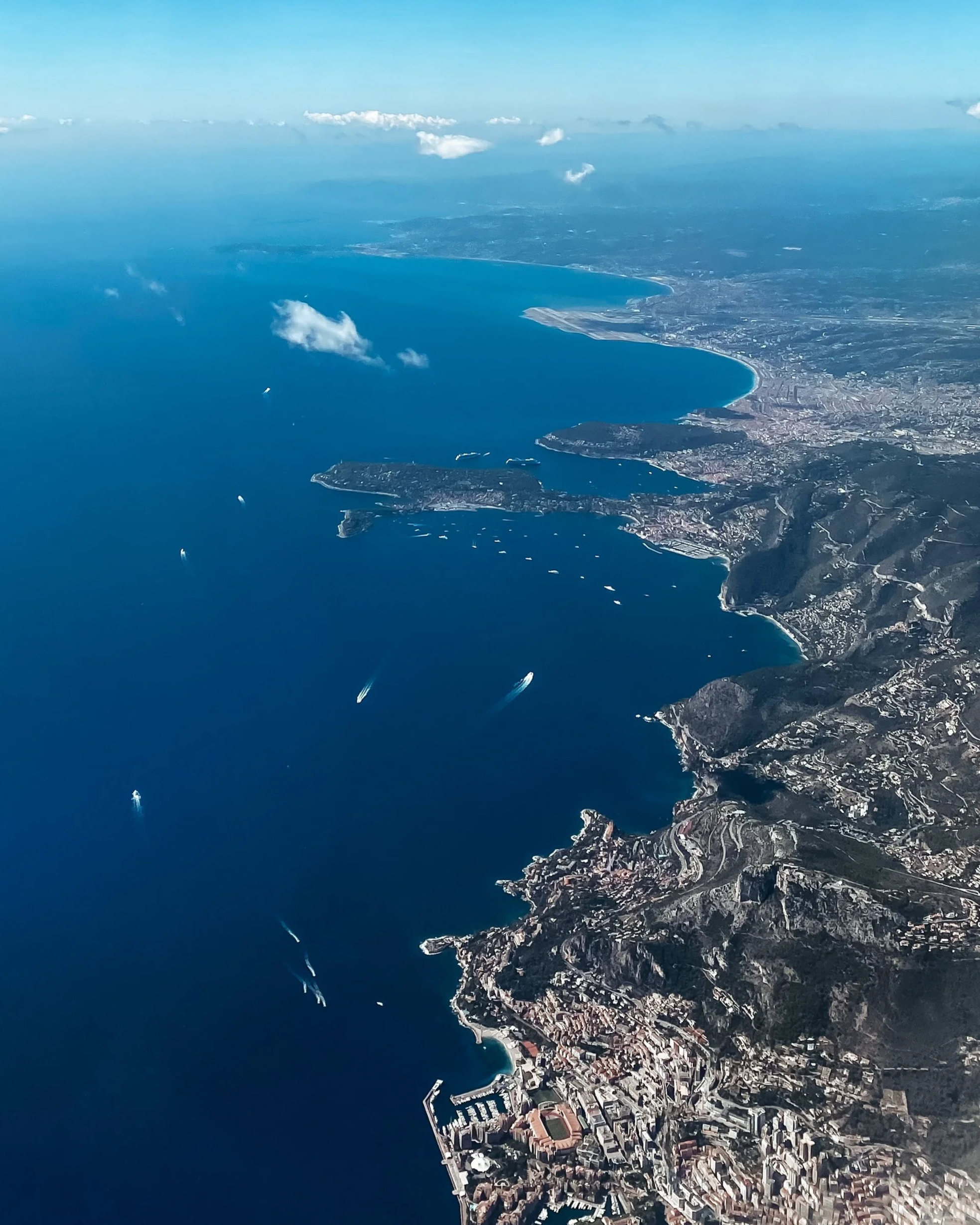 Coastline of Monaco and Nice from above