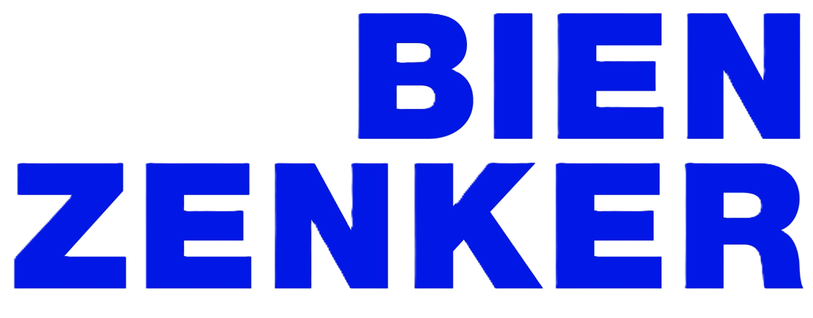 Der Text 'BIEN ZENKER' in großen blauen Buchstaben auf einem weißen Hintergrund.
