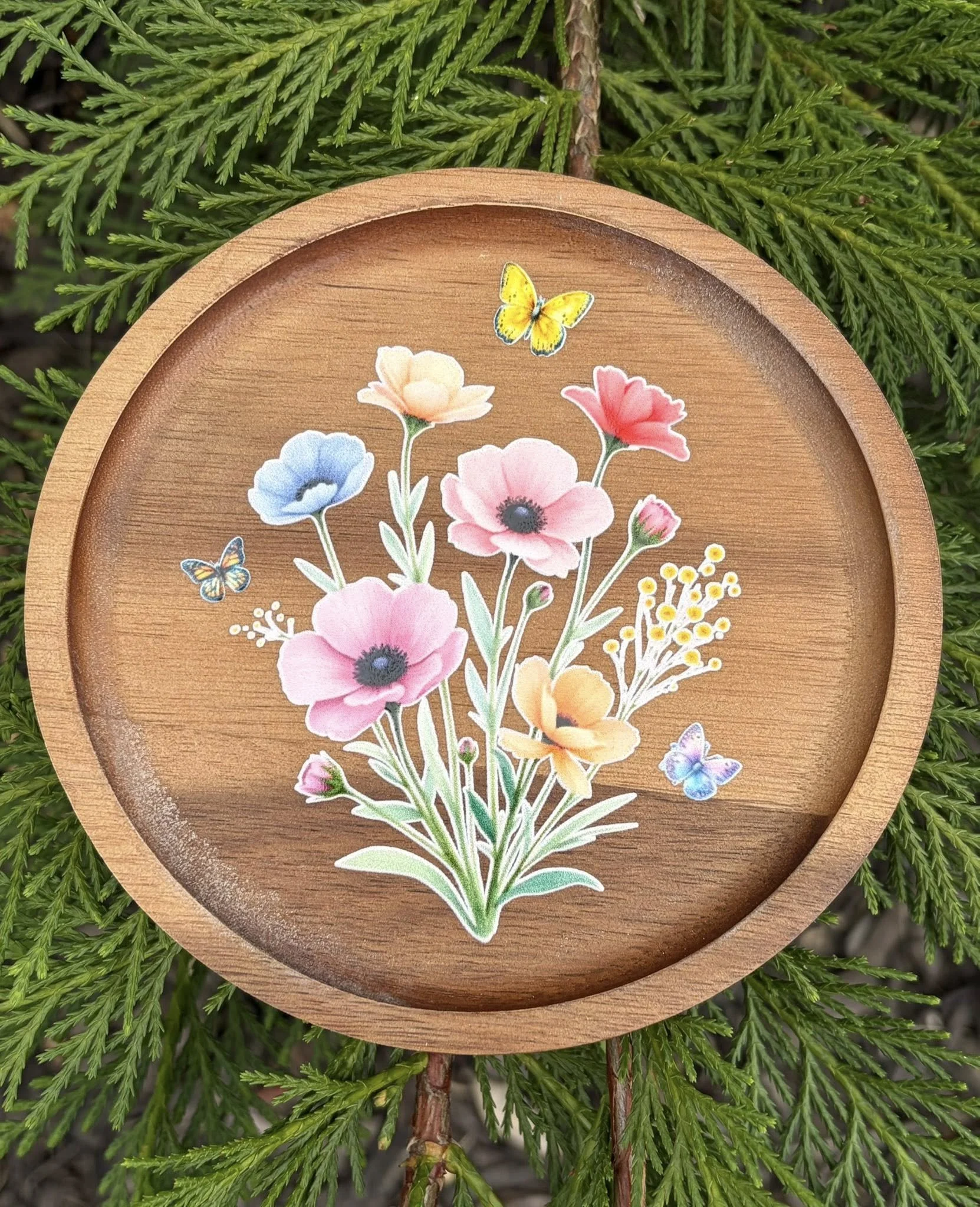 Exquisite  Floral Wooden Trinket Tray