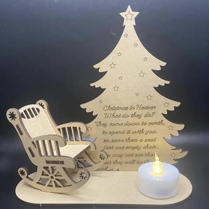 Wooden Christmas in heaven chair  Memorial Display