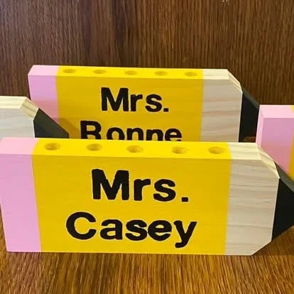 Personalized Wooden Pencil Teacher Desk Sign