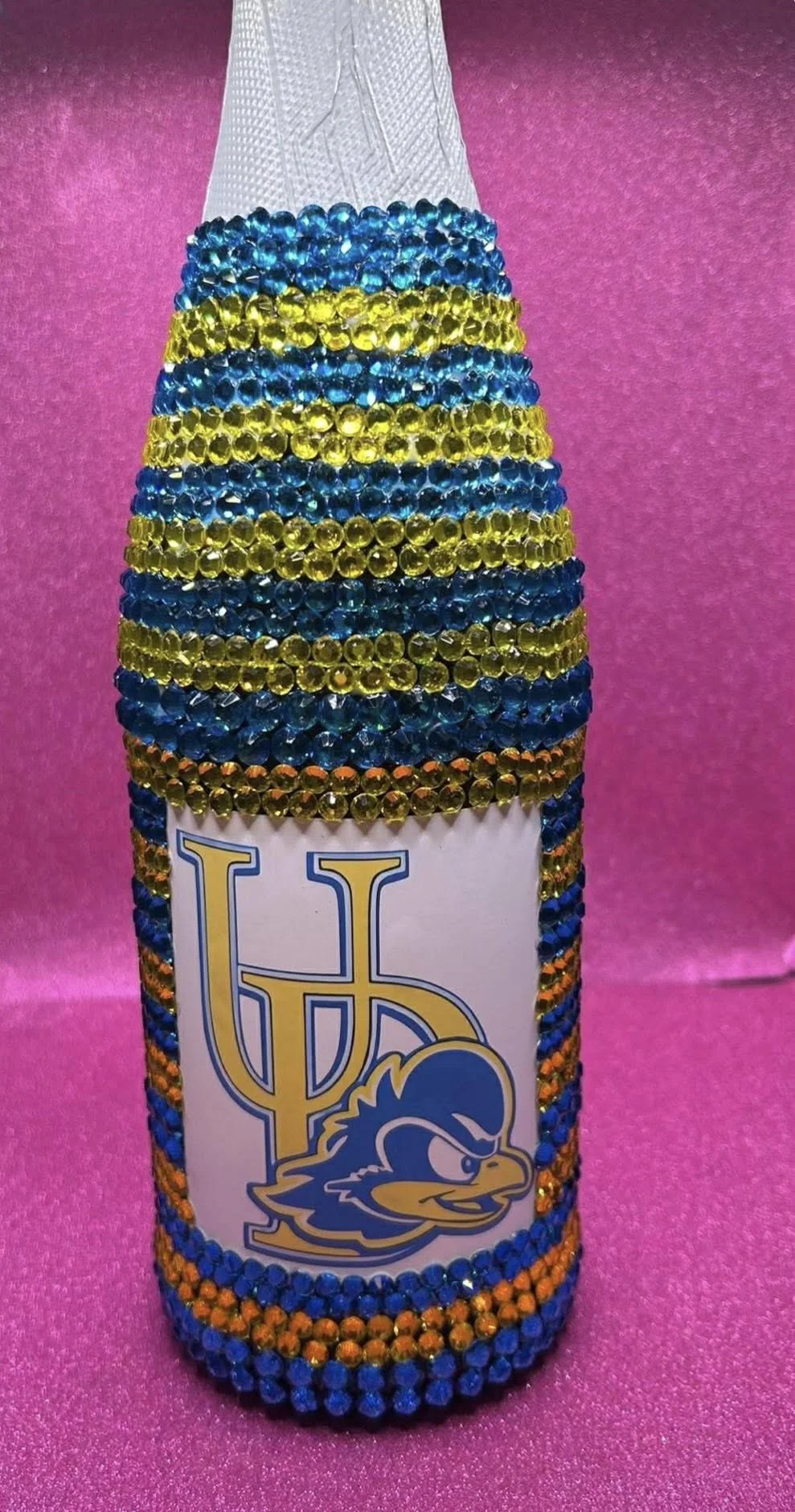Rhinestone College Team Spirit Bottle Decoration