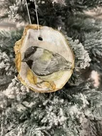 Chickadee shell hand crafted  Ornament
