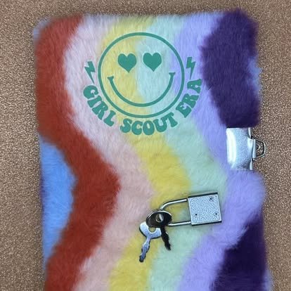 Rainbow Plush Scout Diary with Lock