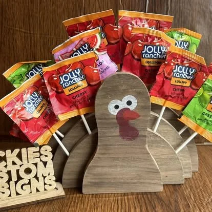 Turkey Lollipop Holder - Festive Wooden Decor