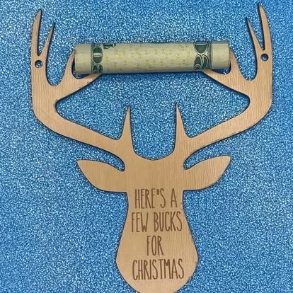 "Few Bucks for Christmas" Wooden Cash Holder