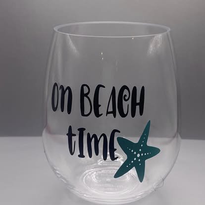 'On Beach Time' Wine Tumbler