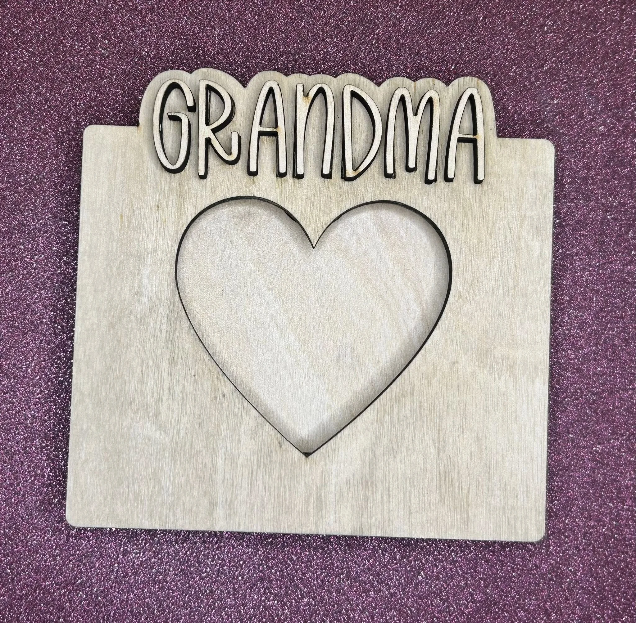 Grandma's Heart Wooden Photo Frame