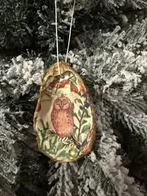 Charming Owl shell Christmas Ornament