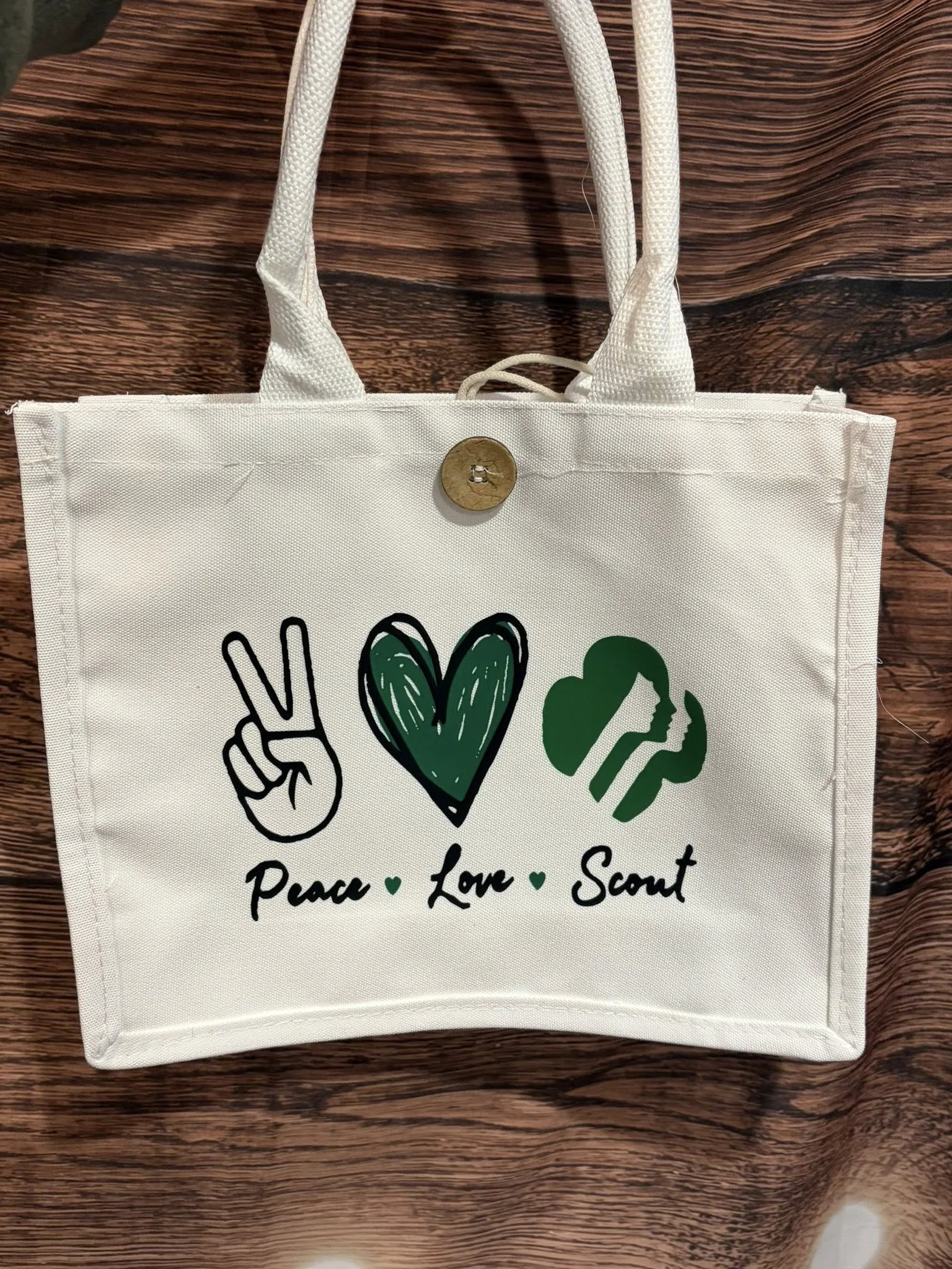 'Peace Love Scout' Canvas Tote Bag