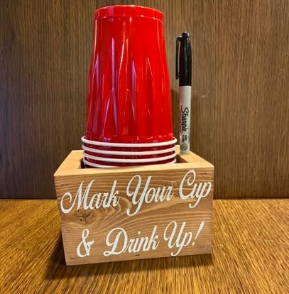 Wooden Cup Holder & Marker Set