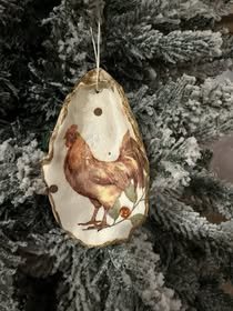 Rustic Rooster Shell crystal Ornament
