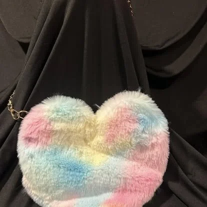 Plush Rainbow Heart Purse