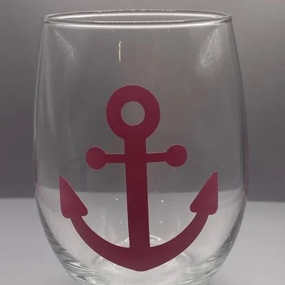 Nautical Anchor Stemless Wine Glass