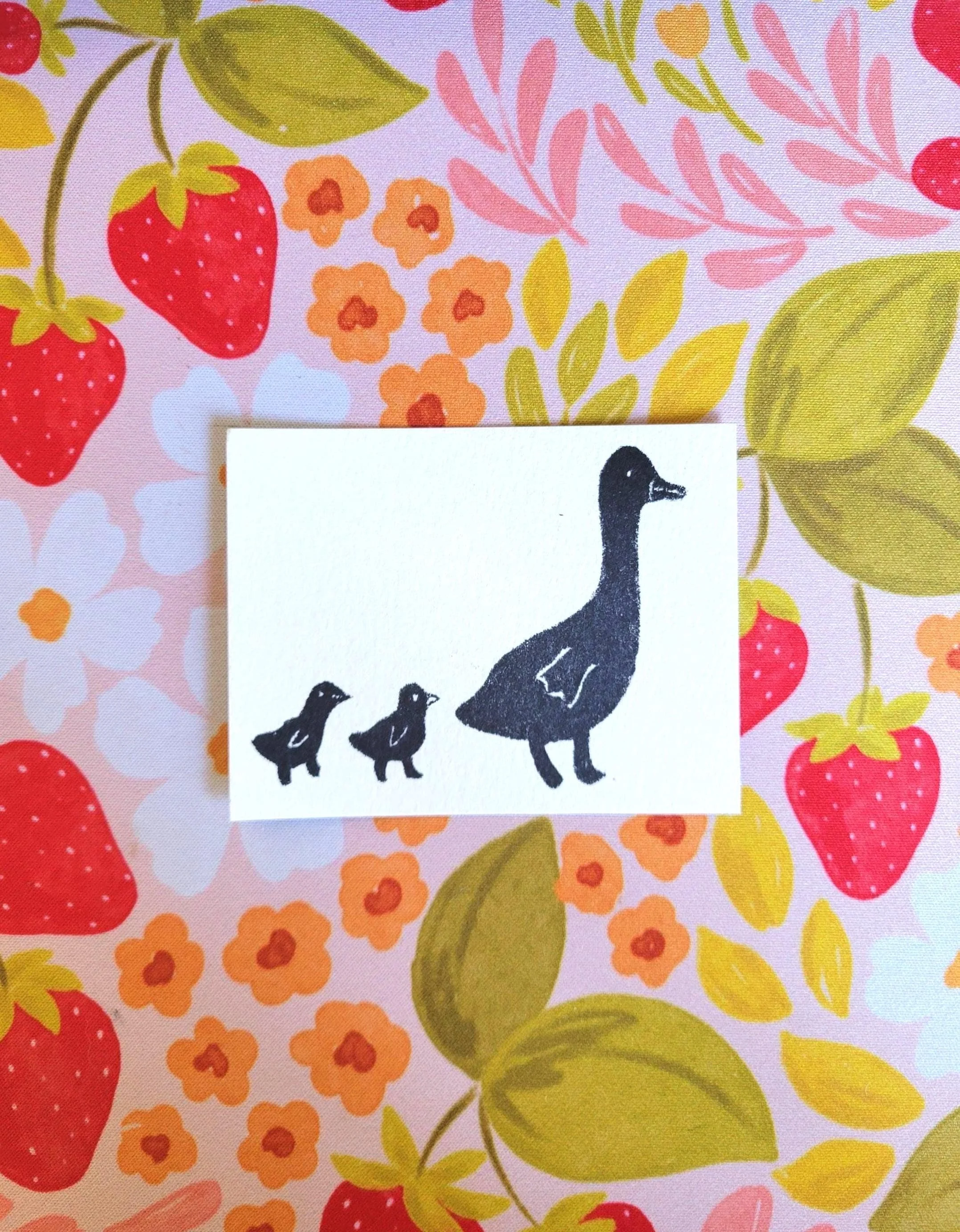 Mini Art Prints Ducks Handmade Stamped | Wall Decor | Miniature Art