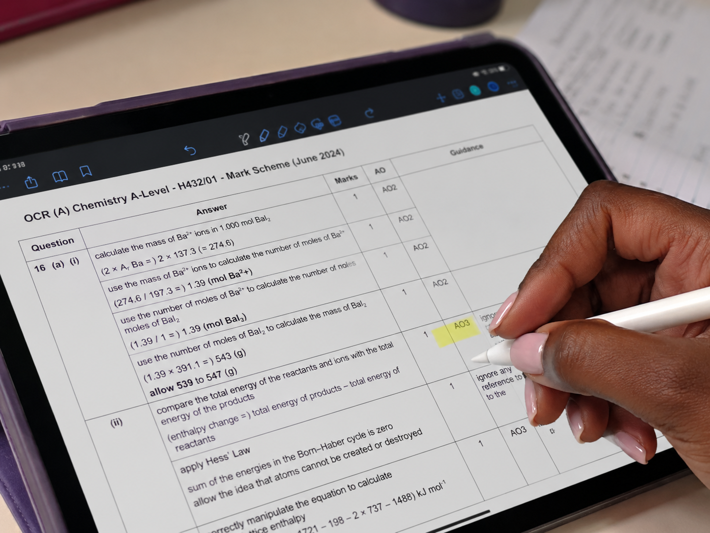 OCR A-Level Chemistry Exam Technique: AO1, AO2 & AO3 Mark Scheme Points ...