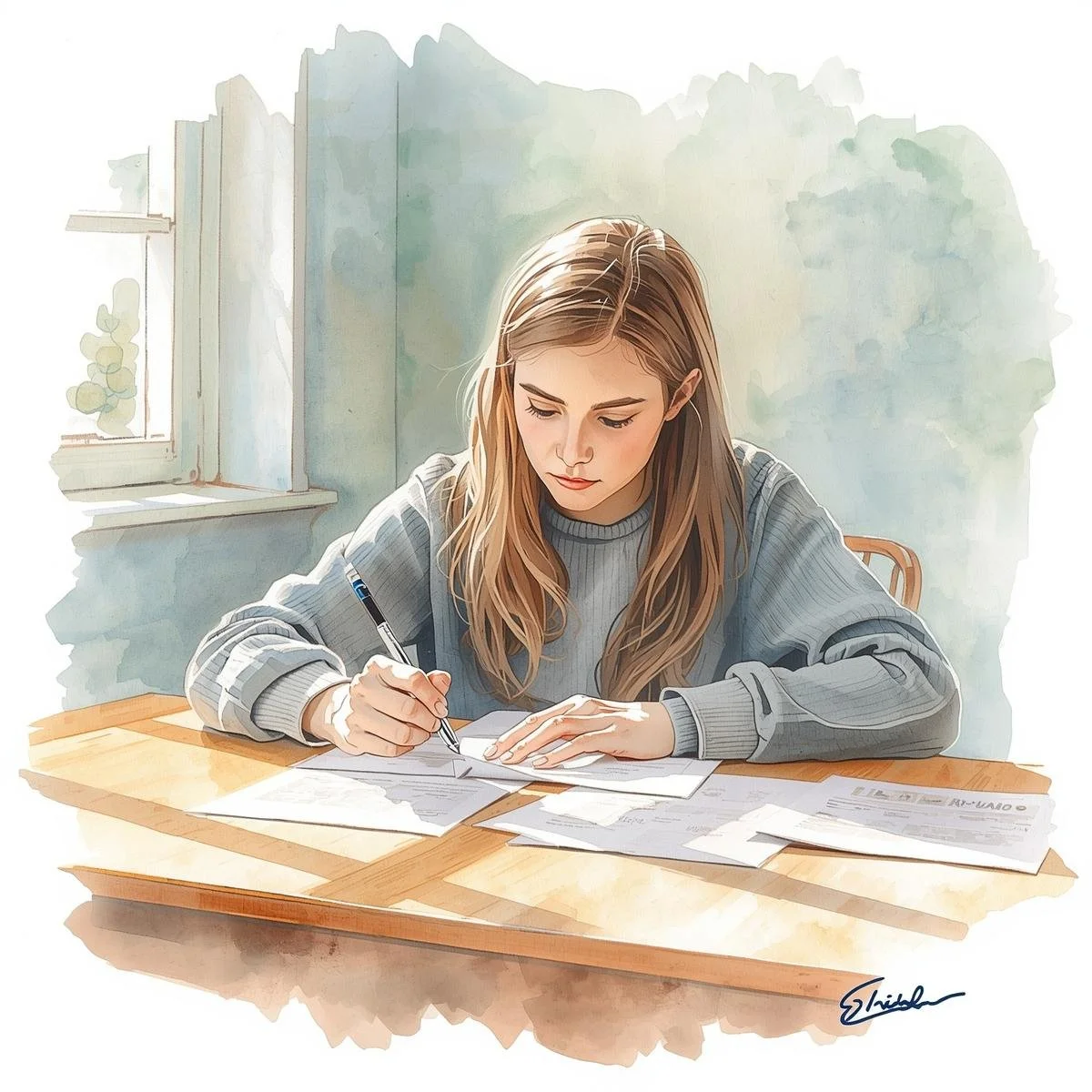 canvas painting femal a-level chemistry student writing exam.jpg