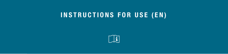 Instruction manual cover page with the title 'Instructions for Use (EN)' and an information icon.